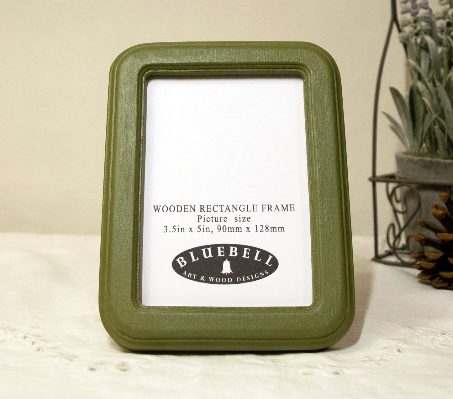 Olive Green 3.5" x 5" Rectangle Roman Edged Handmade Wooden Photo Picture Frame