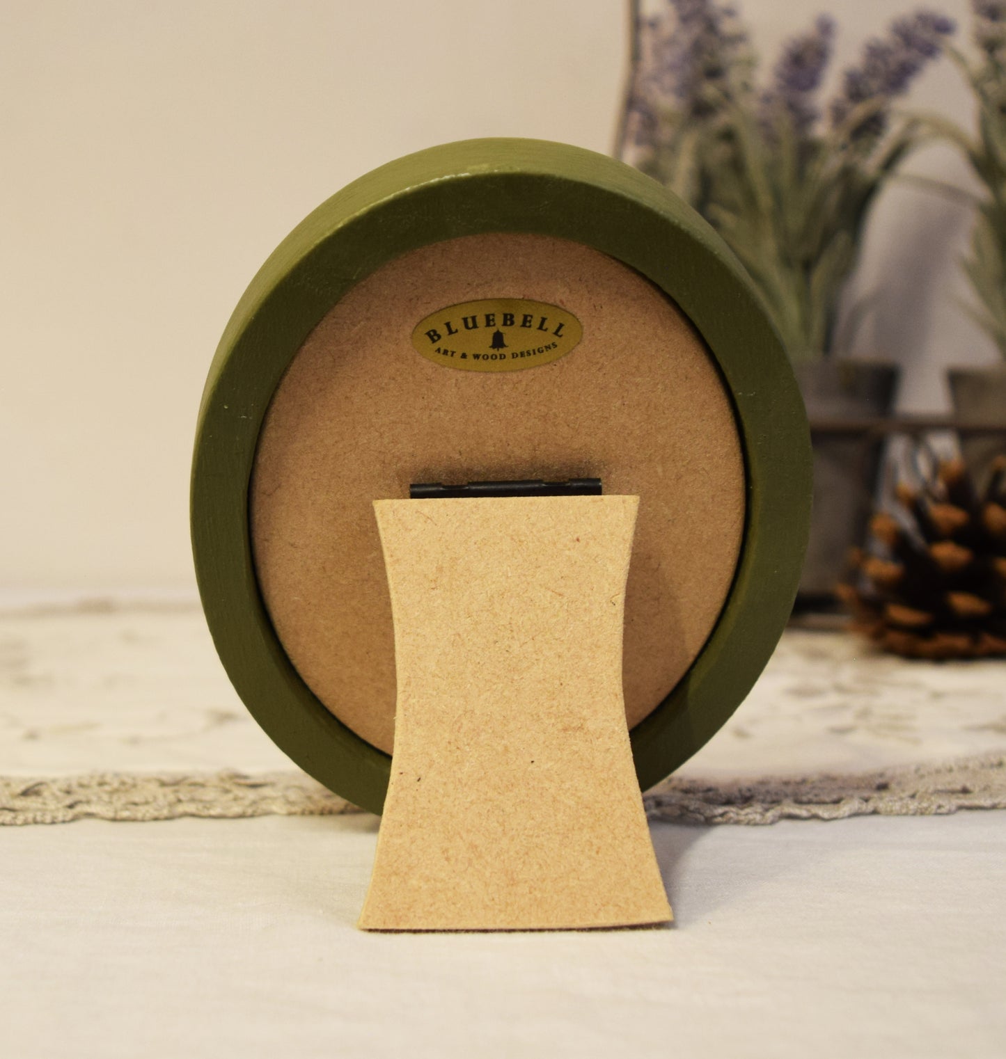 Olive Green 3" x 4" Oval Handmade Wooden Photo Picture Frame