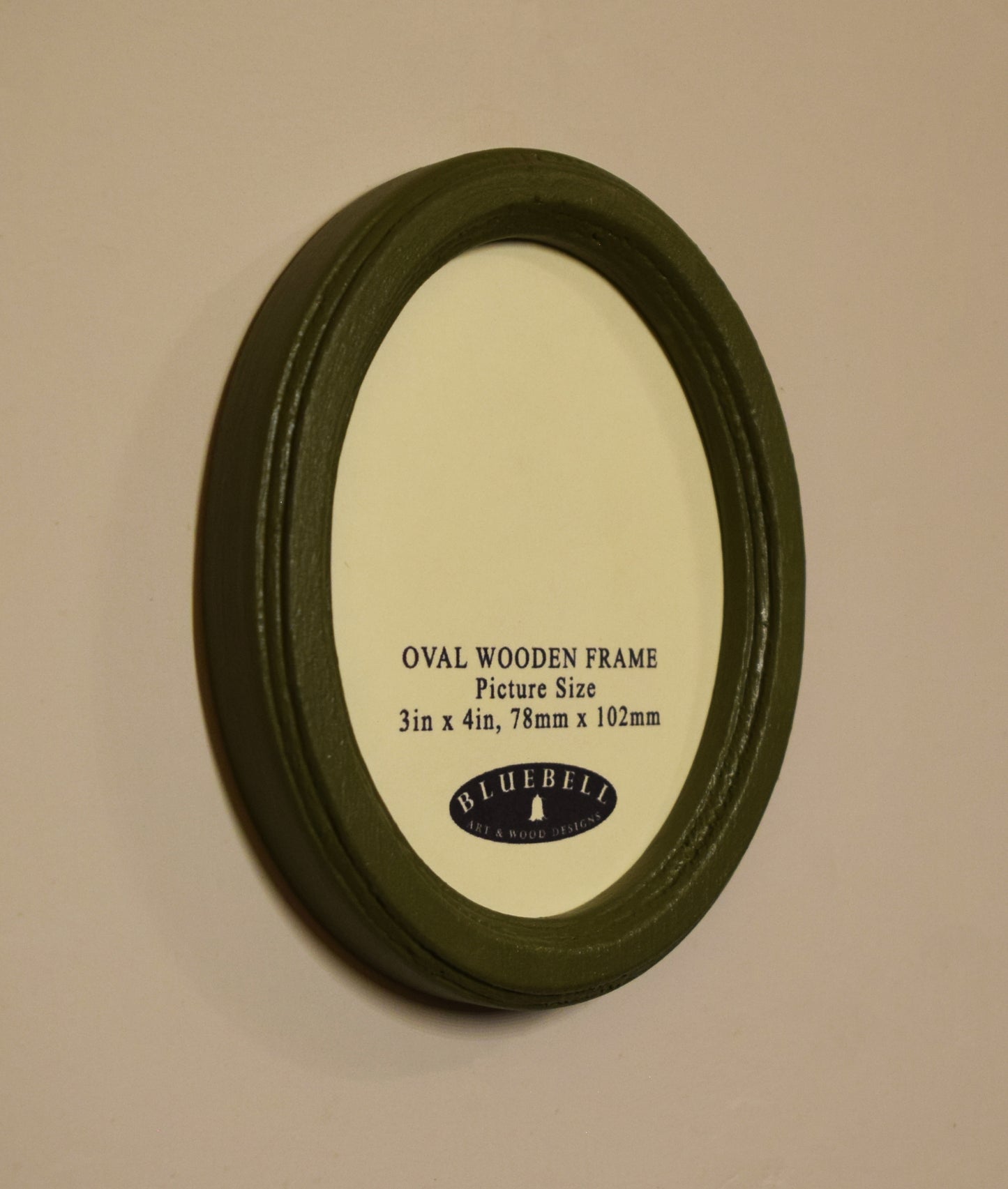 Olive Green 3" x 4" Oval Handmade Wooden Photo Picture Frame