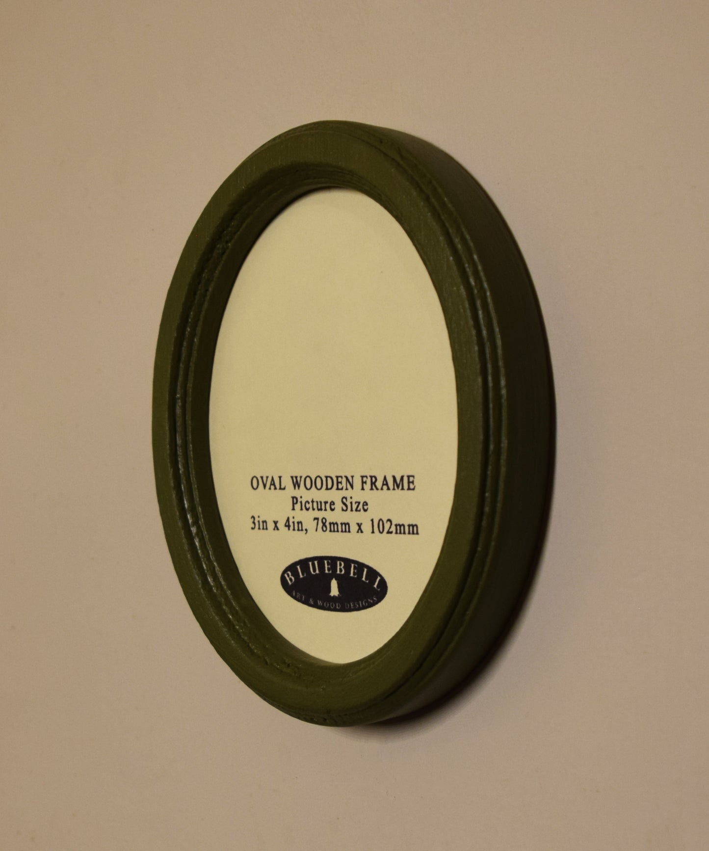 Olive Green 3" x 4" Oval Handmade Wooden Photo Picture Frame