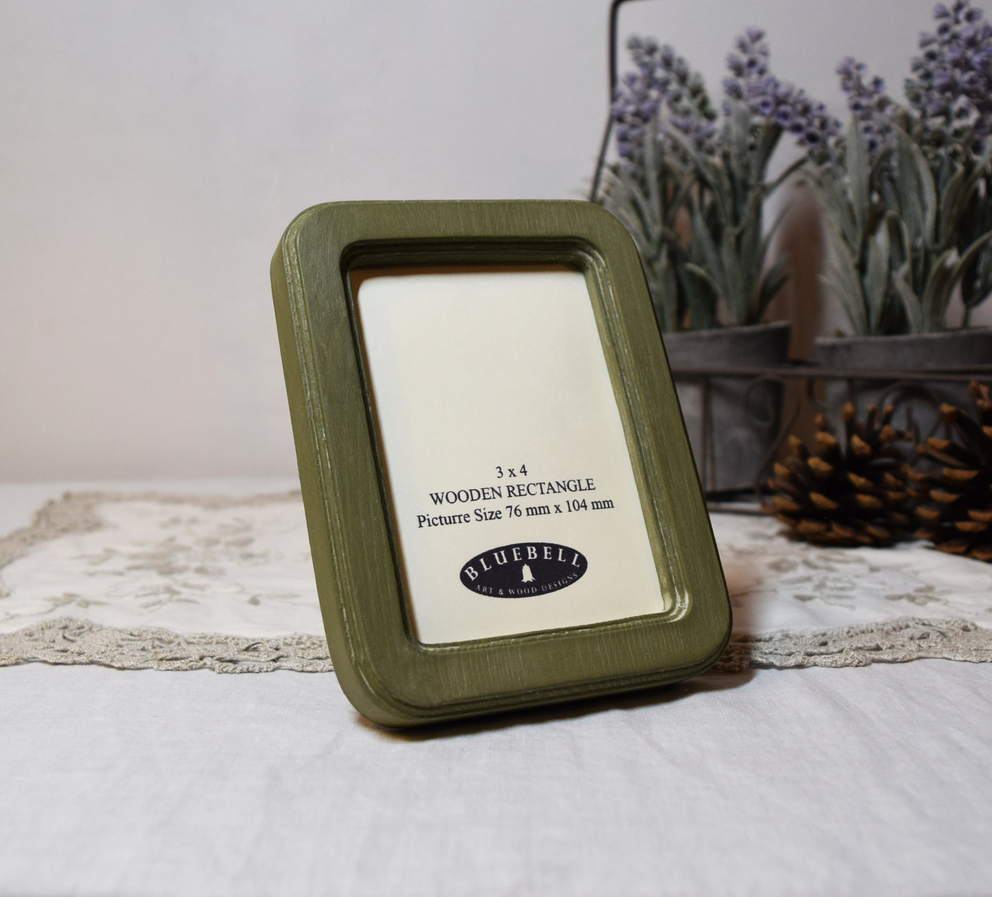 Olive Green 3" x 4" Rectangle Handmade Wooden Photo Picture Frame