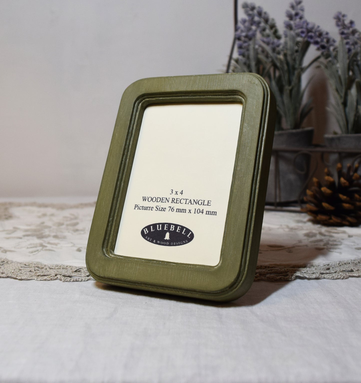 Olive Green 3" x 4" Rectangle Handmade Wooden Photo Picture Frame