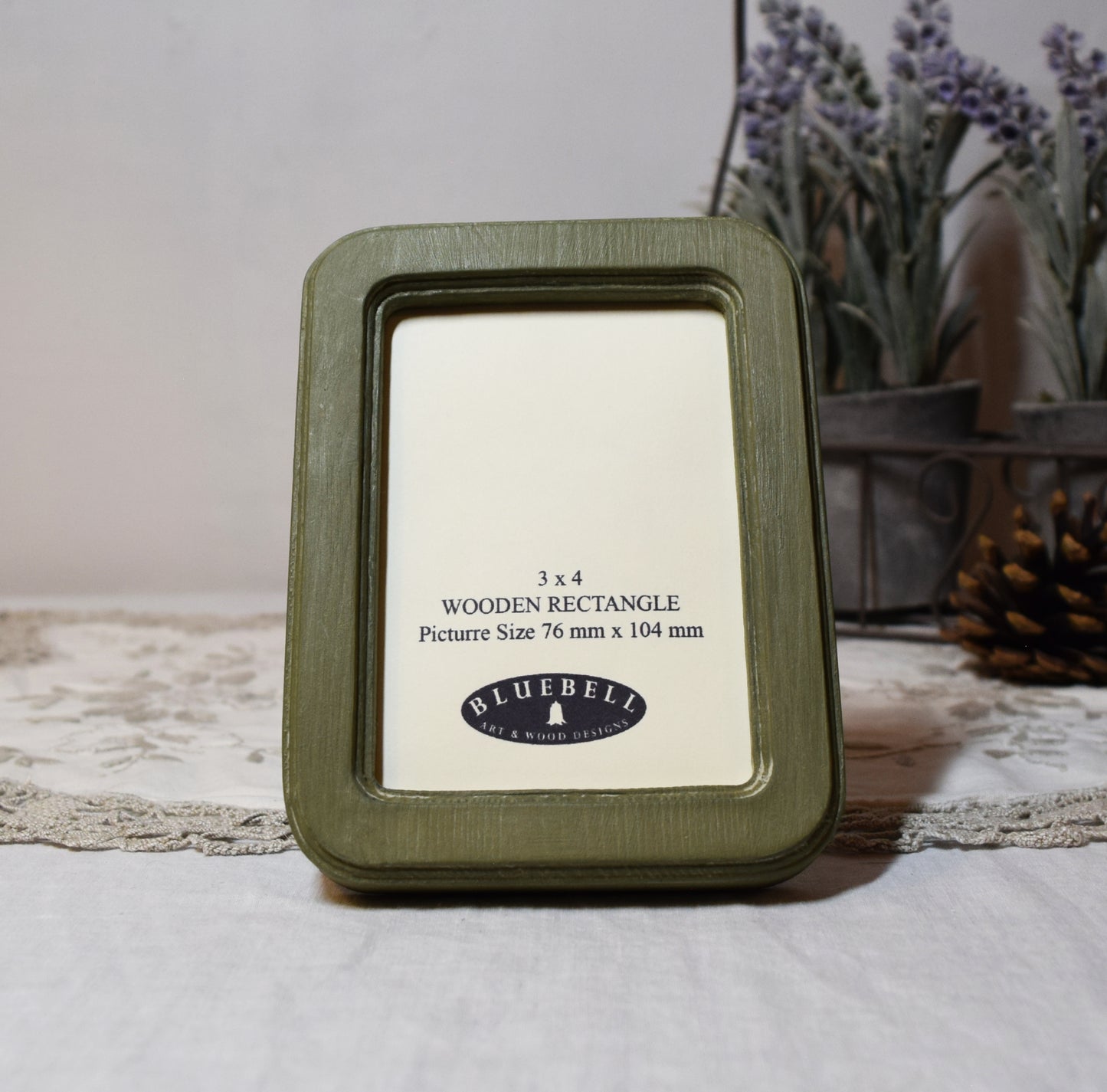 Olive Green 3" x 4" Rectangle Handmade Wooden Photo Picture Frame