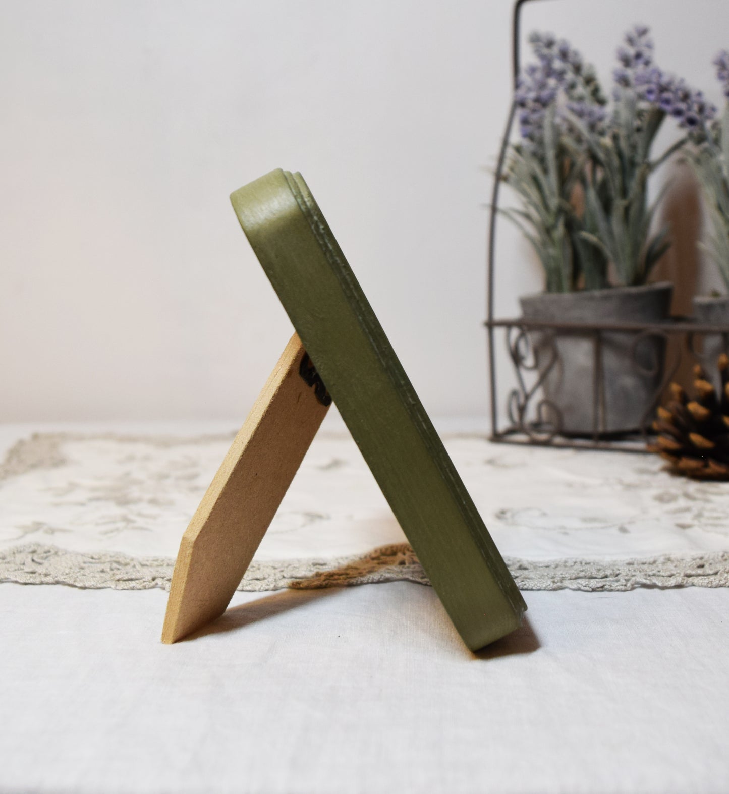 Olive Green 3" x 4" Rectangle Handmade Wooden Photo Picture Frame