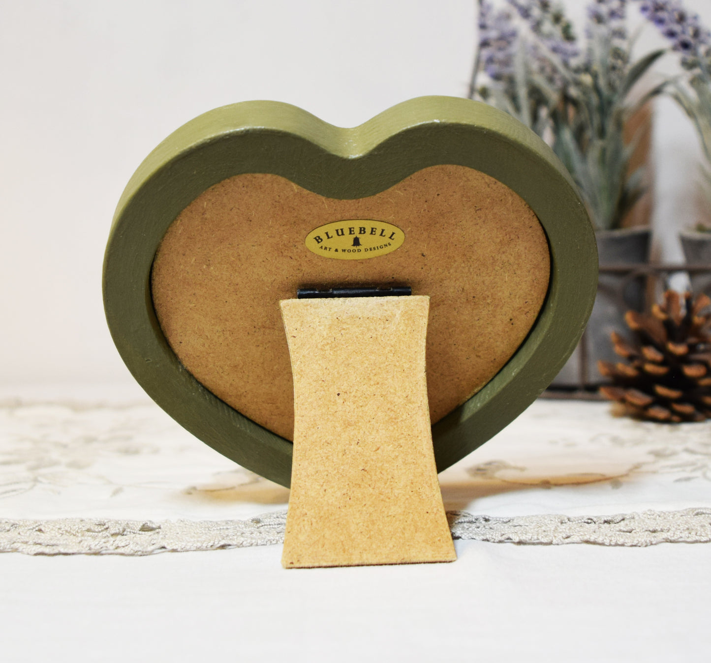 Olive Green 4" x 4" Heart Handmade Wooden Photo Picture Frame