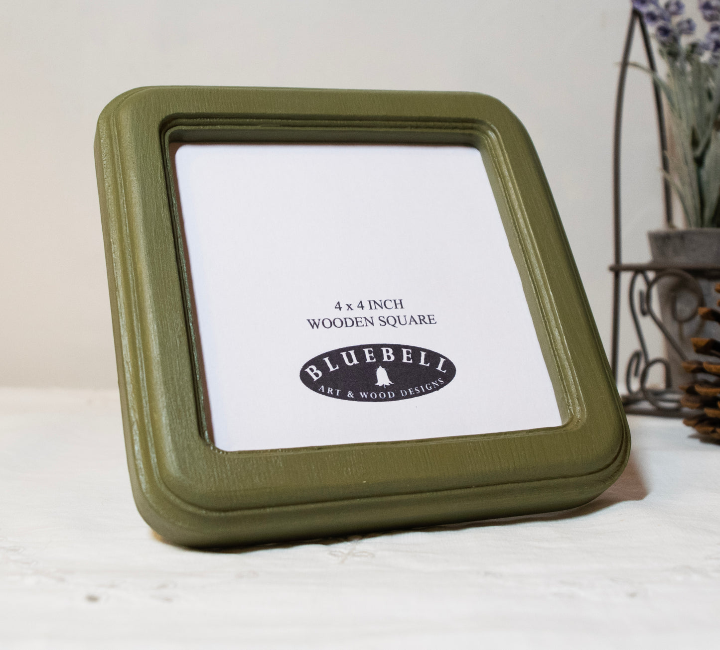 Olive Green 4" x 4" Square Handmade Wooden Photo Picture Frame