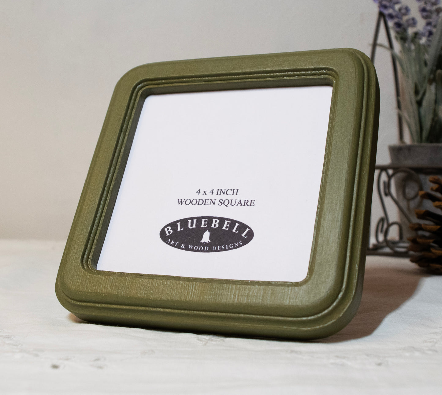 Olive Green 4" x 4" Square Handmade Wooden Photo Picture Frame