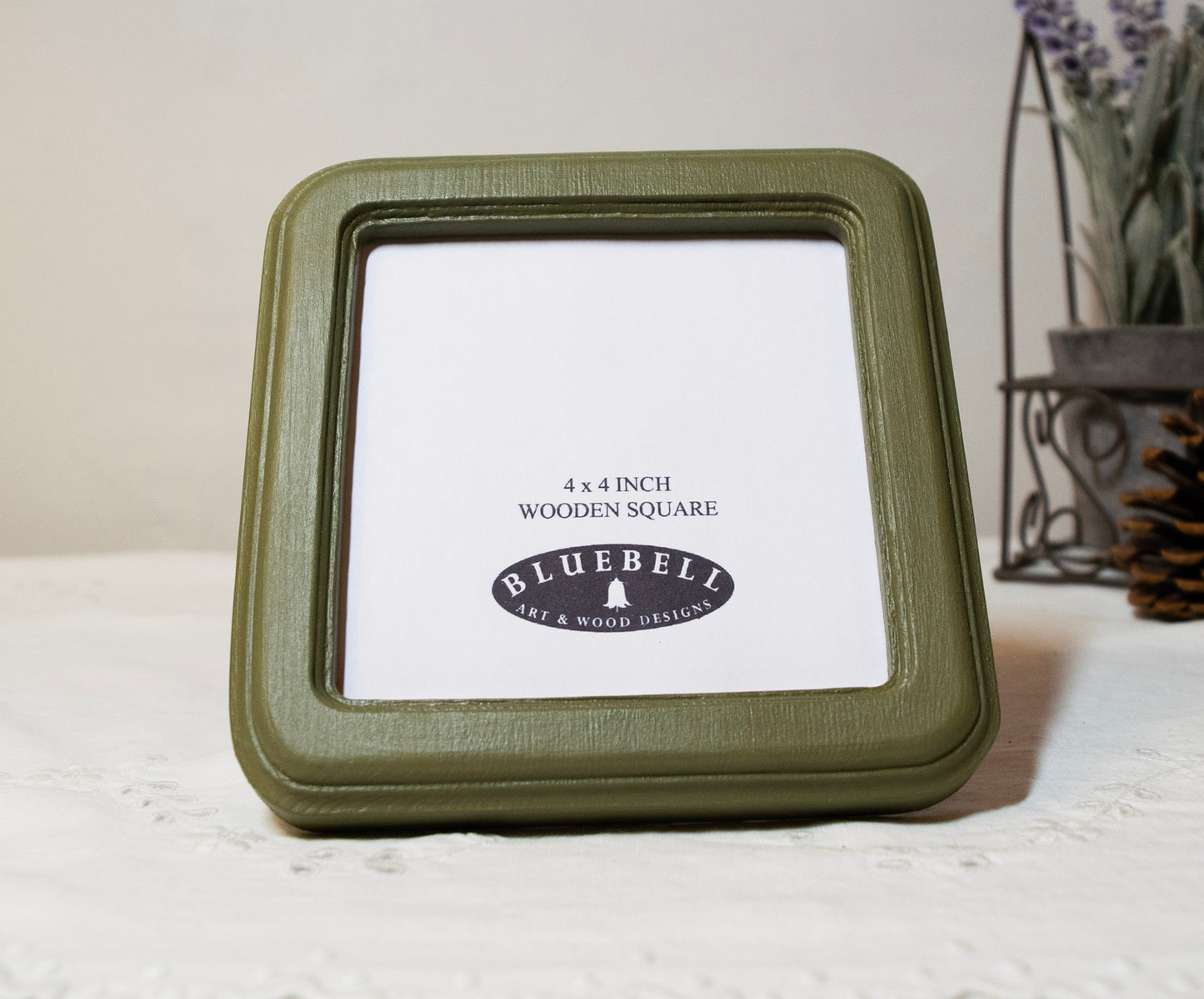 Olive Green 4" x 4" Square Handmade Wooden Photo Picture Frame