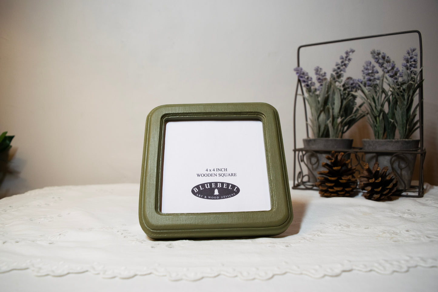 Olive Green 4" x 4" Square Handmade Wooden Photo Picture Frame