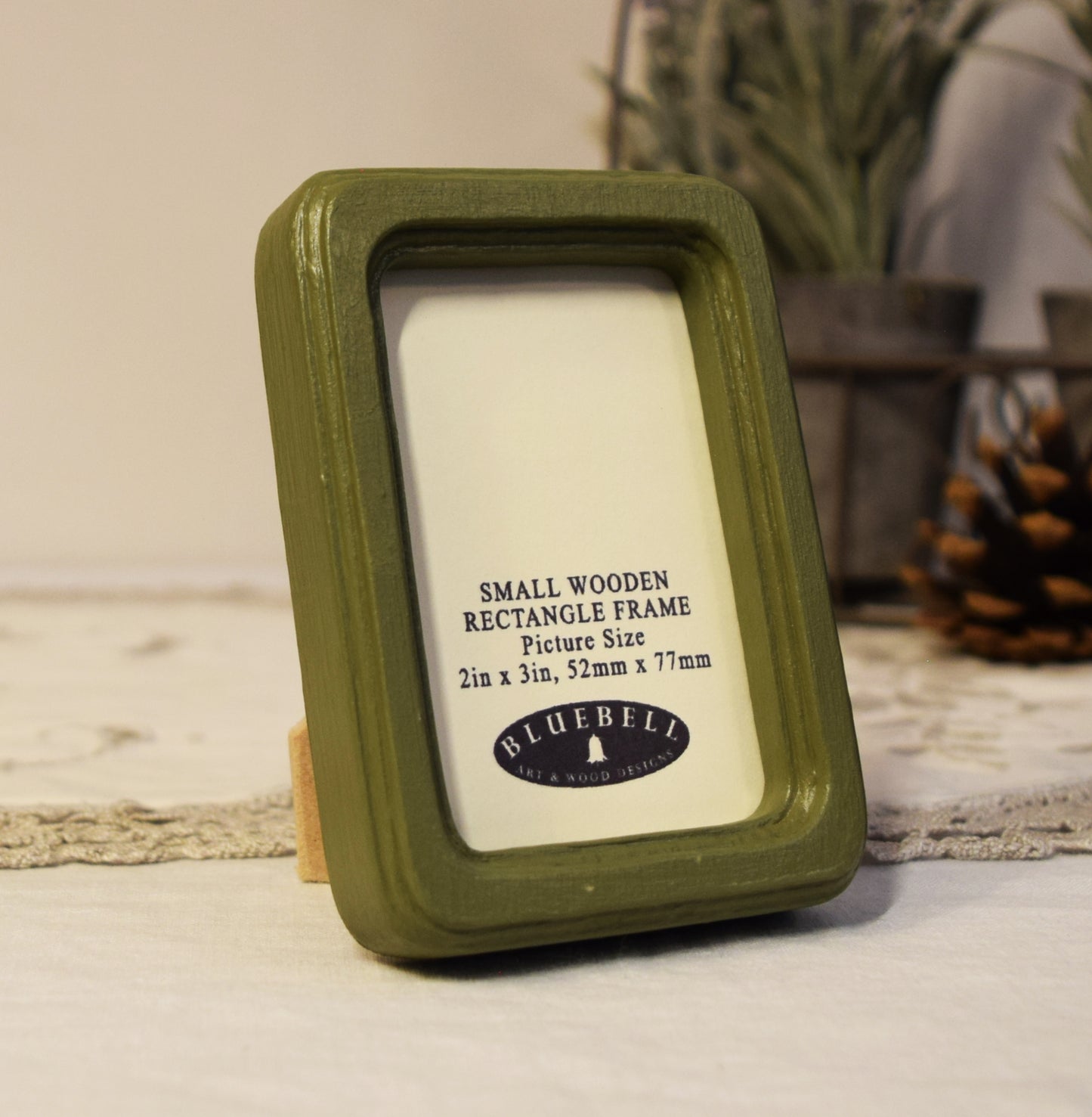 Olive Green 2" x 3" Rectangle Handmade Wooden Photo Picture Frame