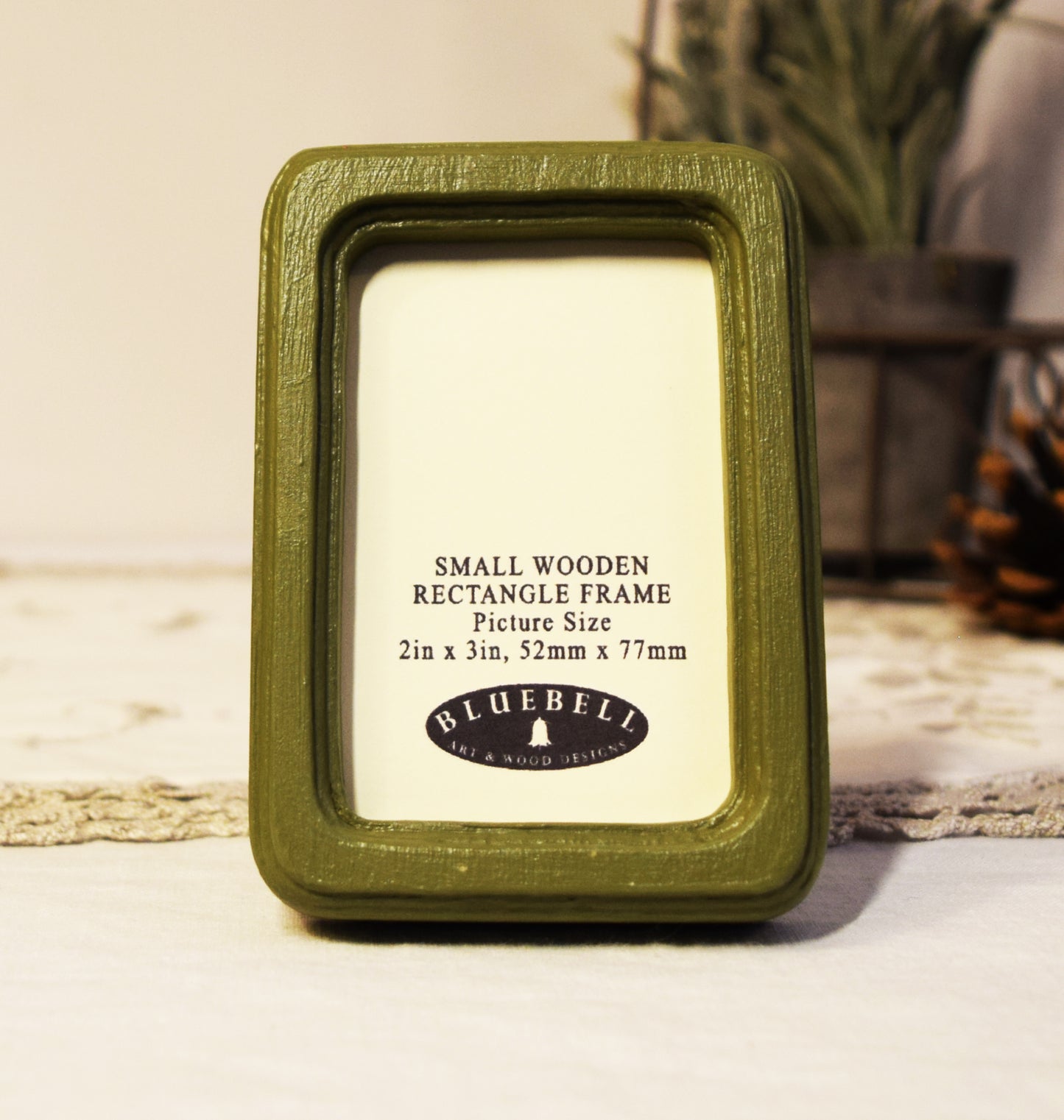 Olive Green 2" x 3" Rectangle Handmade Wooden Photo Picture Frame