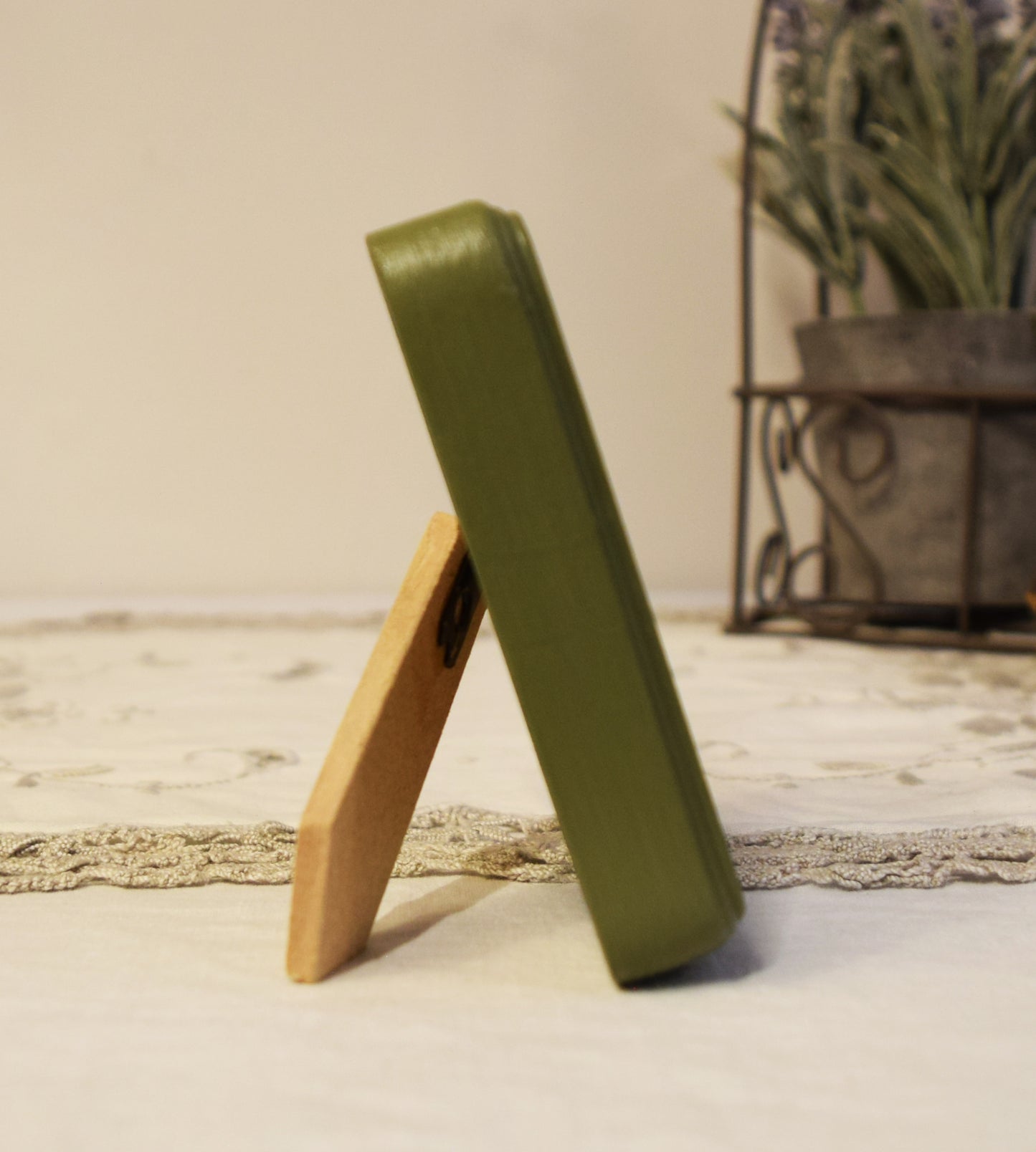 Olive Green 2" x 3" Rectangle Handmade Wooden Photo Picture Frame