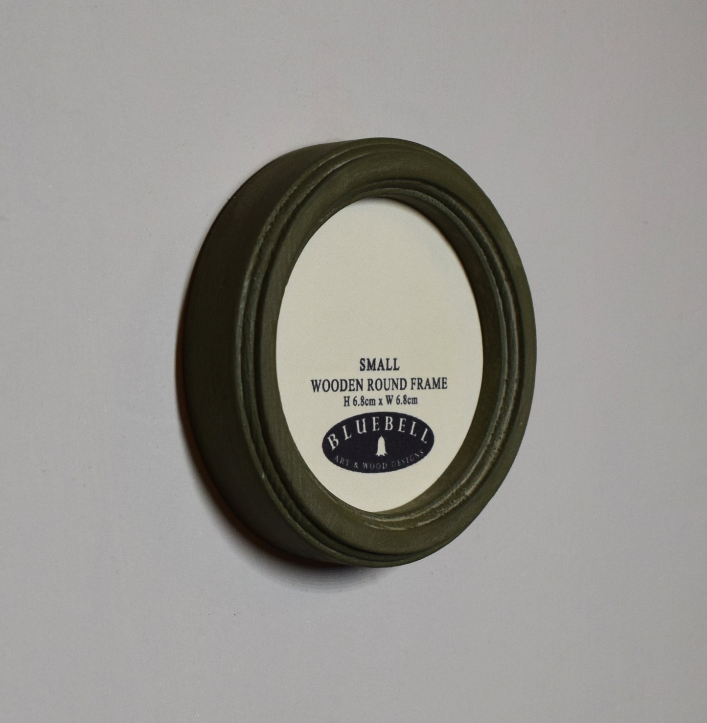 Olive Green 2.5" x 2.5" Round Handmade Wooden Photo Picture Frame
