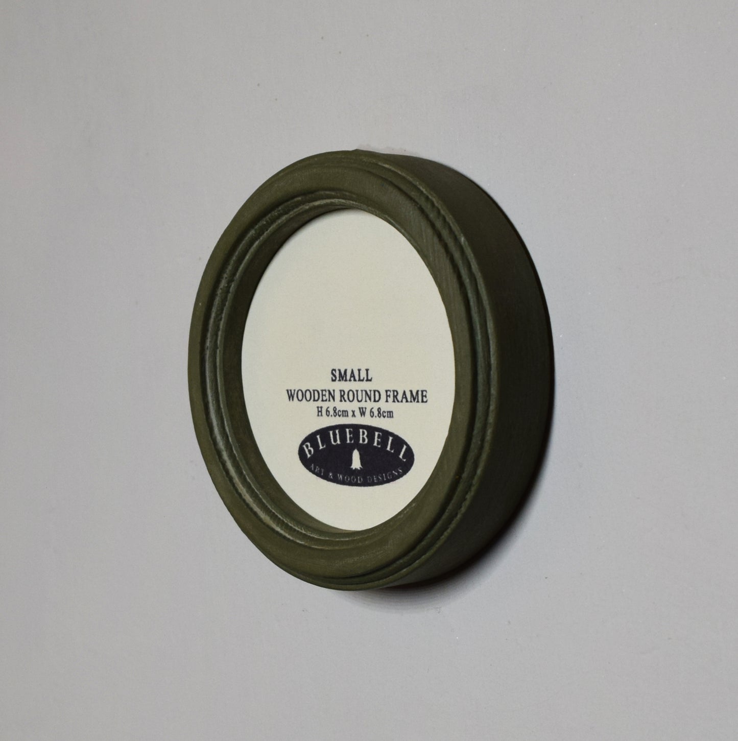 Olive Green 2.5" x 2.5" Round Handmade Wooden Photo Picture Frame