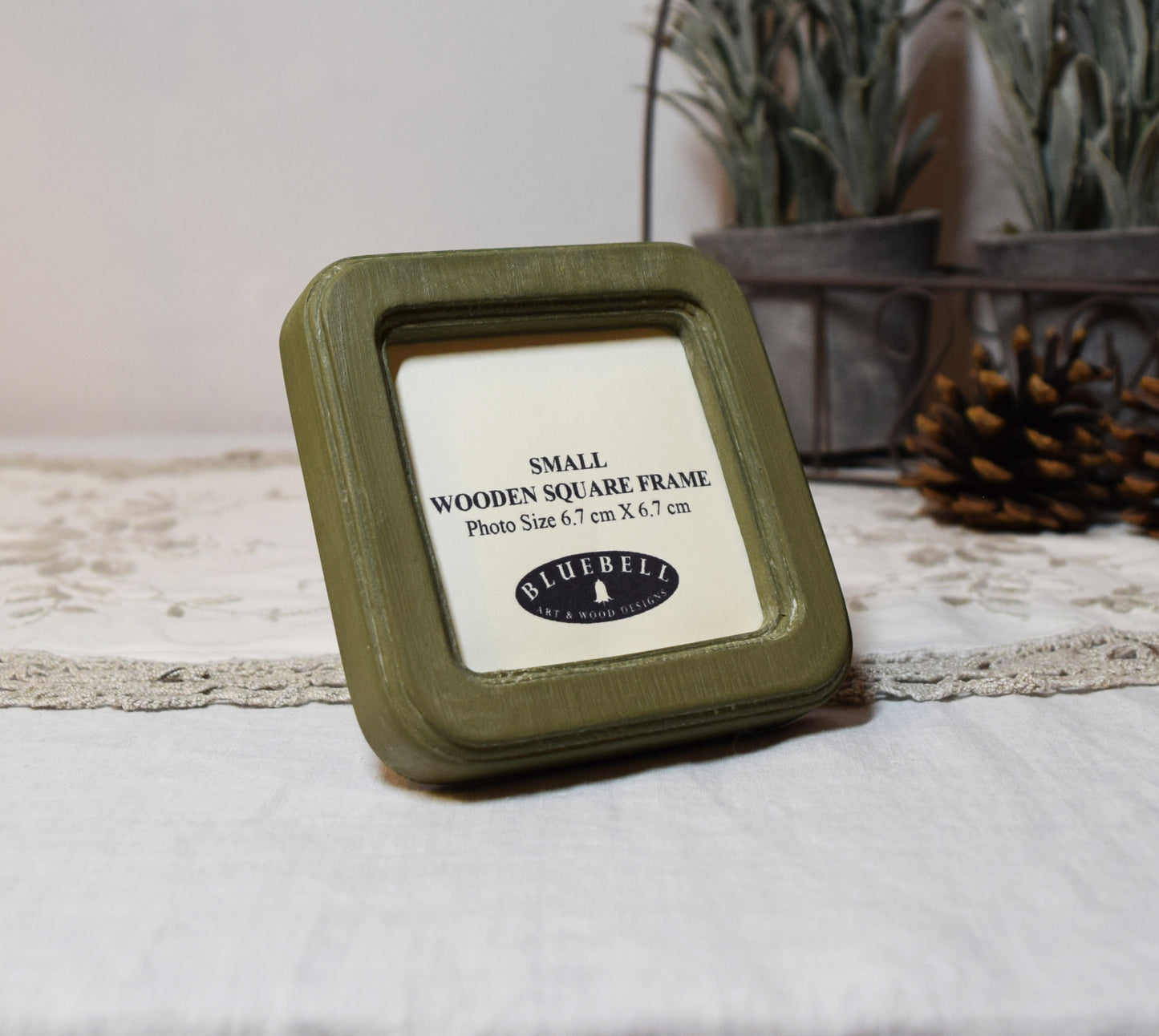 Olive Green 2.5" x 2.5" Square Handmade Wooden Photo Picture Frame