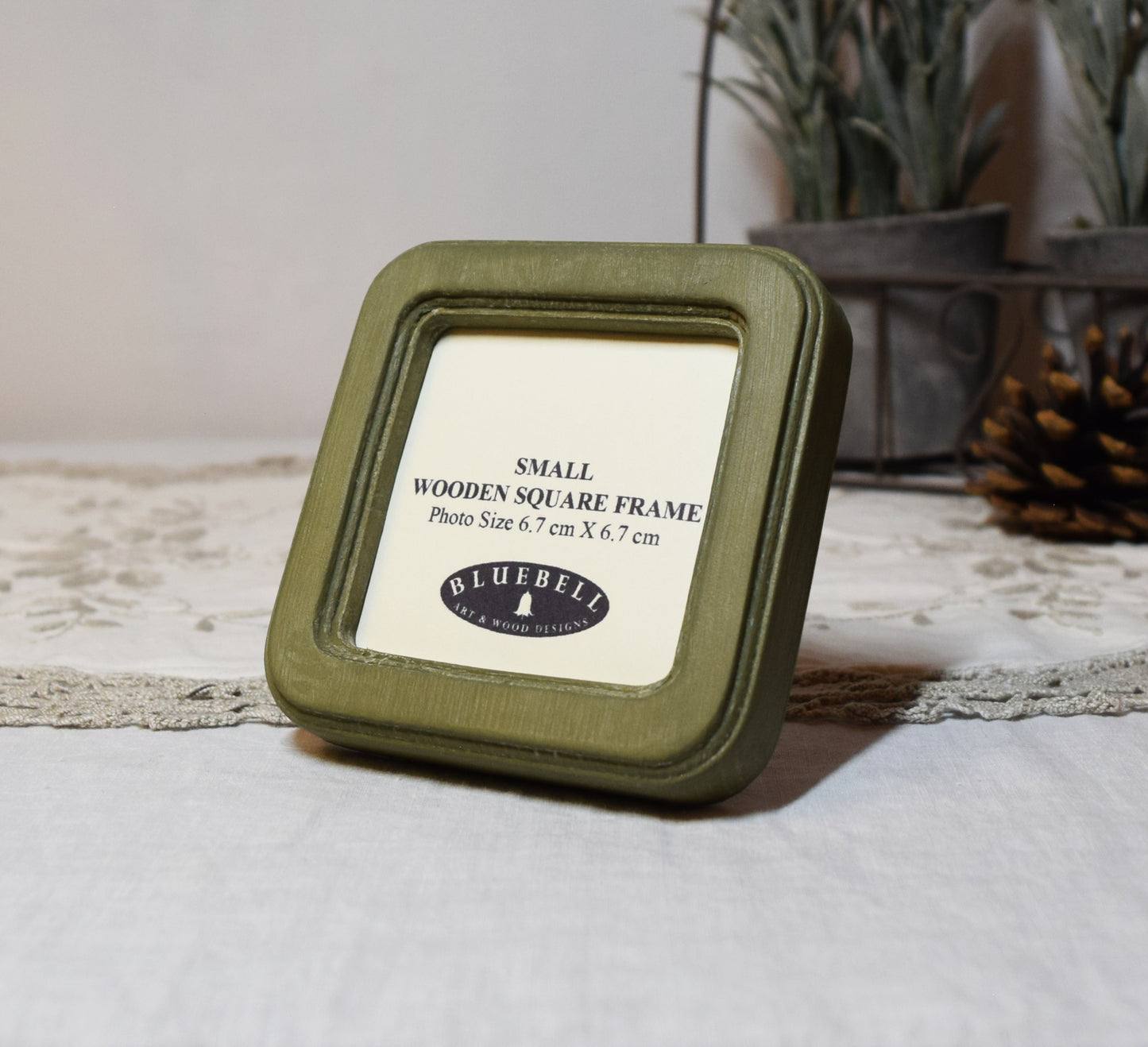 Olive Green 2.5" x 2.5" Square Handmade Wooden Photo Picture Frame