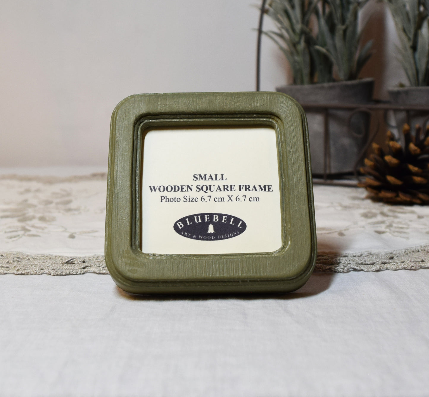 Olive Green 2.5" x 2.5" Square Handmade Wooden Photo Picture Frame
