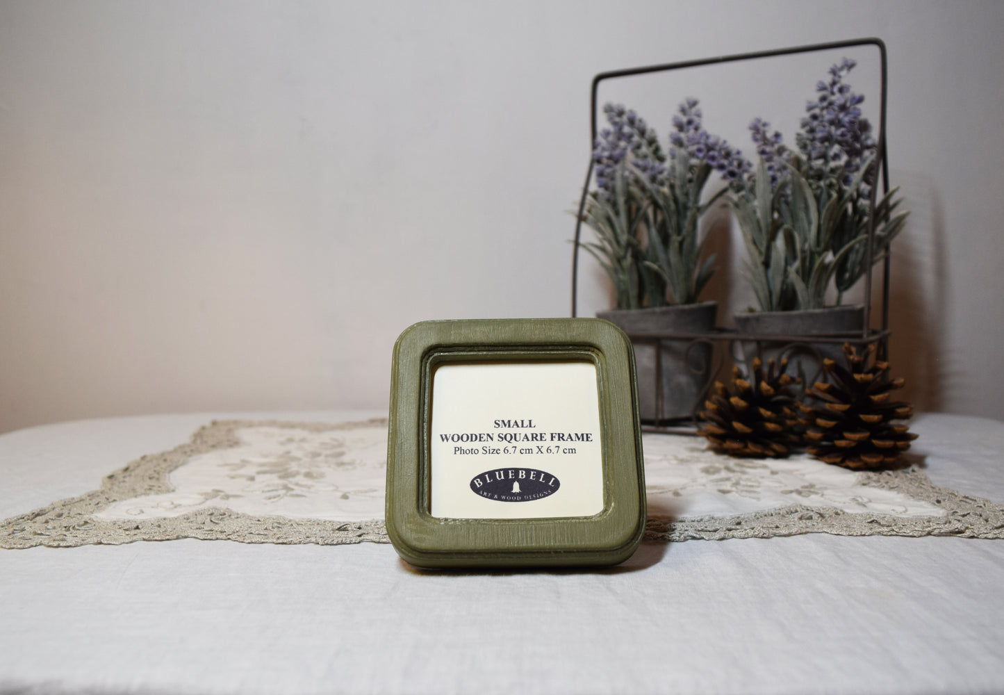 Olive Green 2.5" x 2.5" Square Handmade Wooden Photo Picture Frame