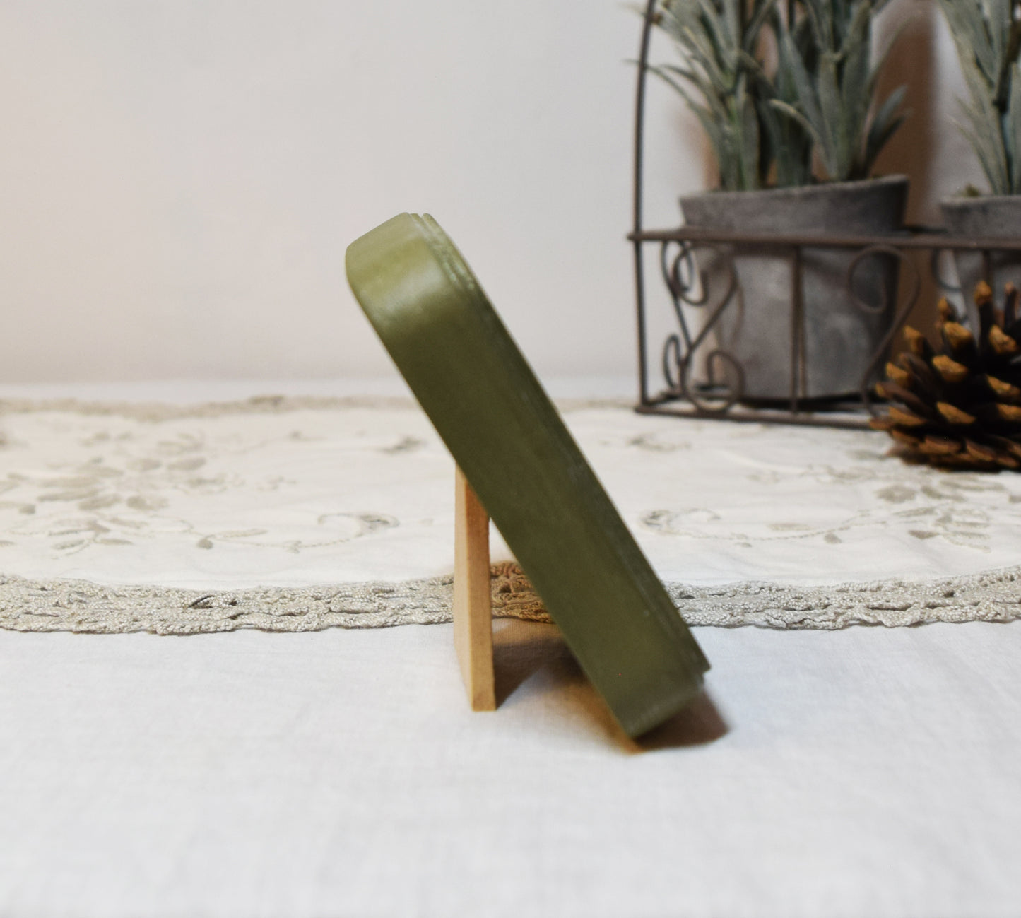 Olive Green 2.5" x 2.5" Square Handmade Wooden Photo Picture Frame