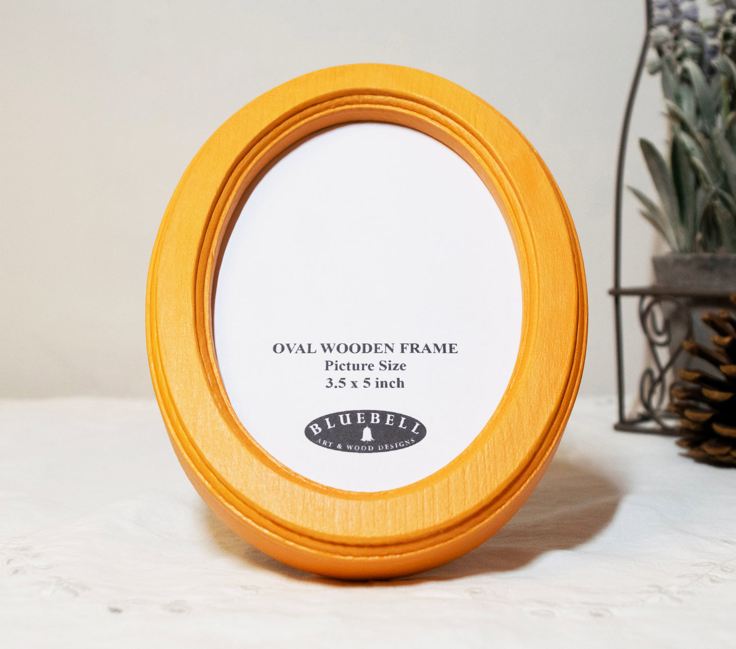 Orange 3.5" x 5" Oval Handmade Wooden Photo Picture Frame