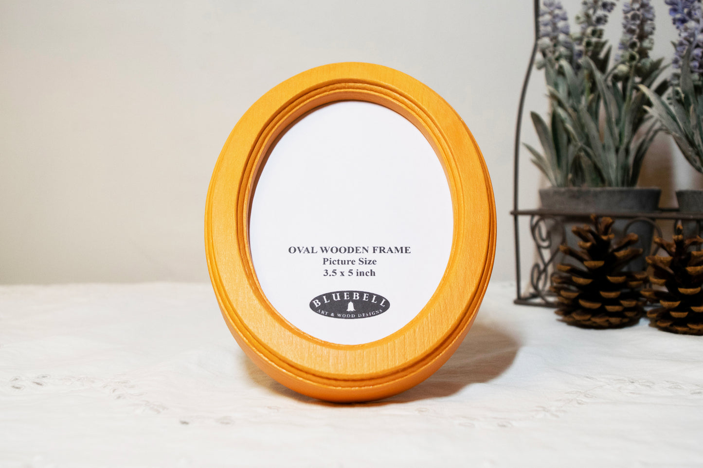 Orange 3.5" x 5" Oval Handmade Wooden Photo Picture Frame