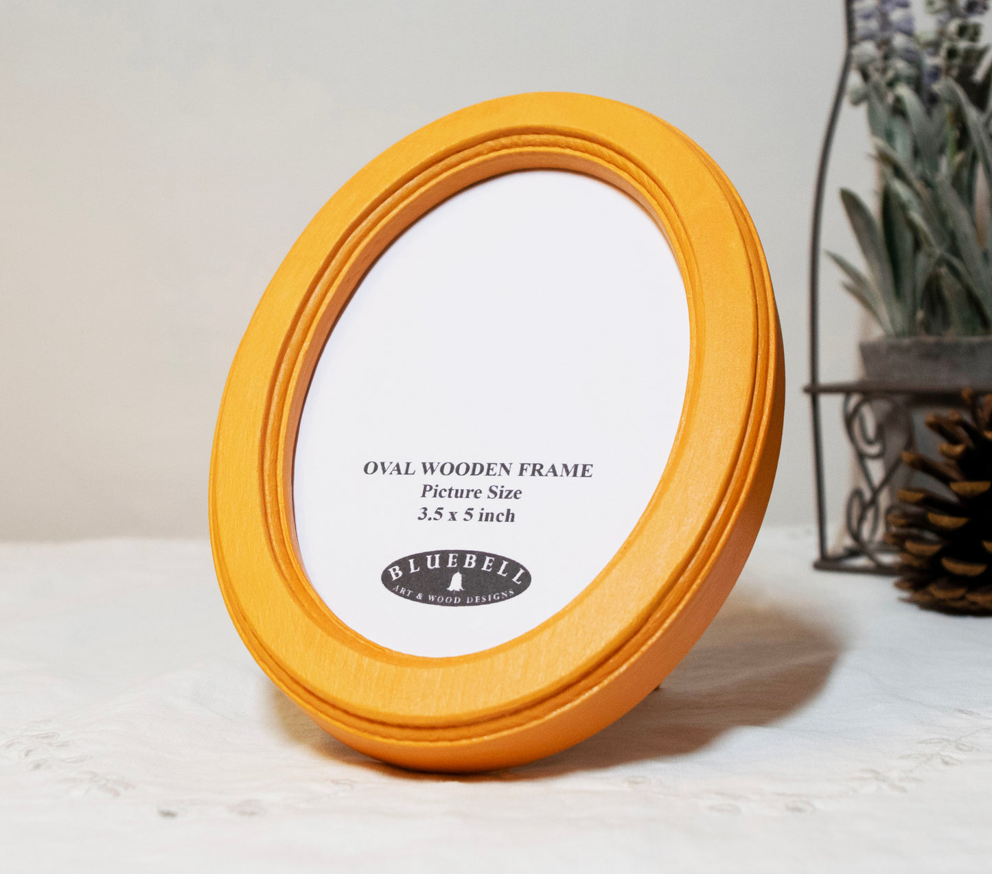 Orange 3.5" x 5" Oval Handmade Wooden Photo Picture Frame