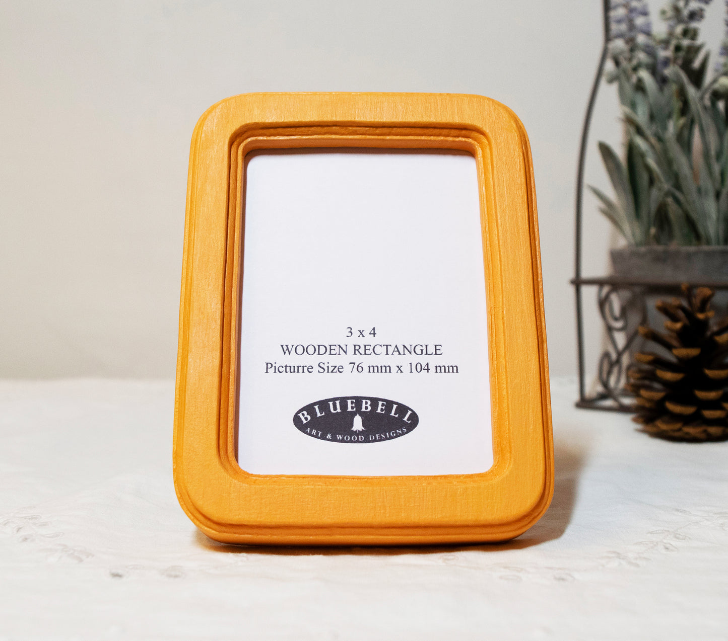 Orange 3" x 4" Rectangle Handmade Wooden Photo Picture Frame