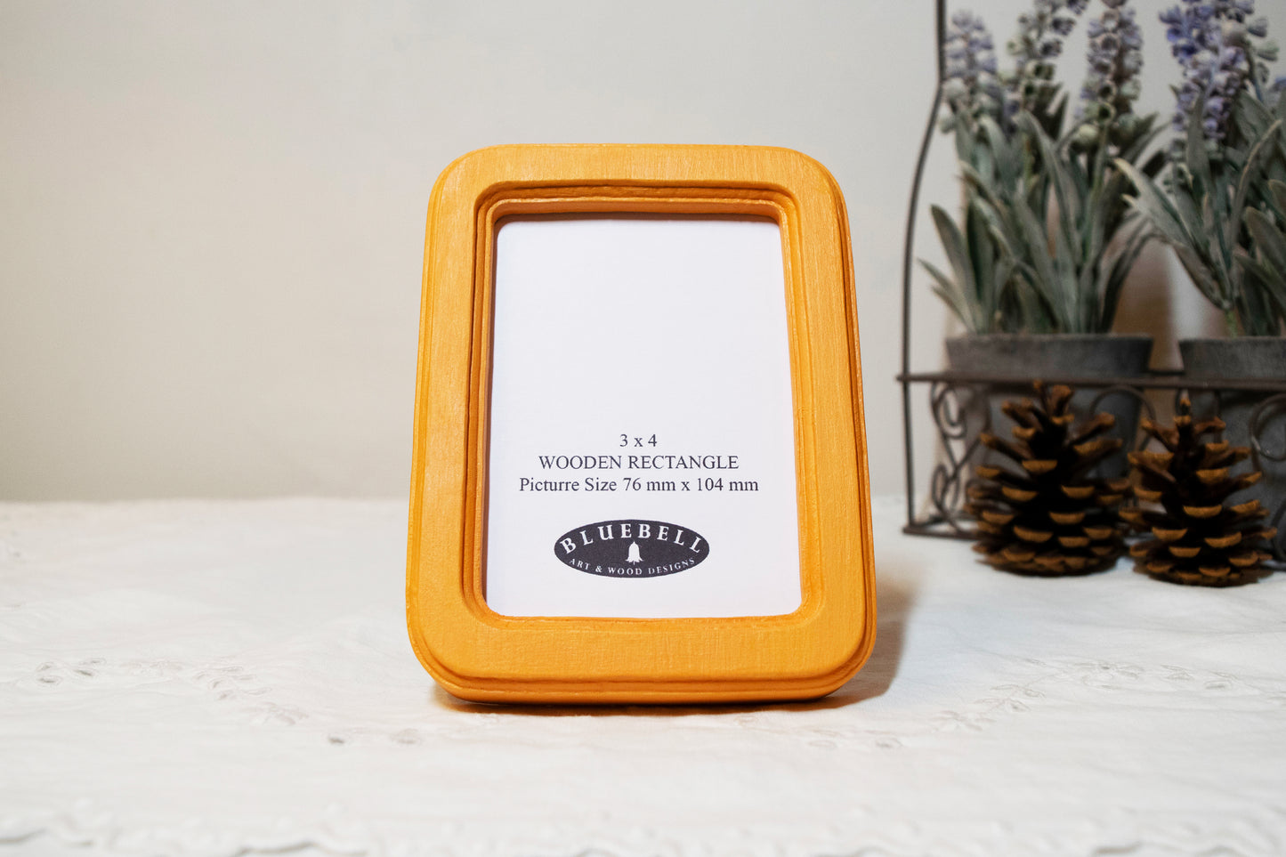 Orange 3" x 4" Rectangle Handmade Wooden Photo Picture Frame