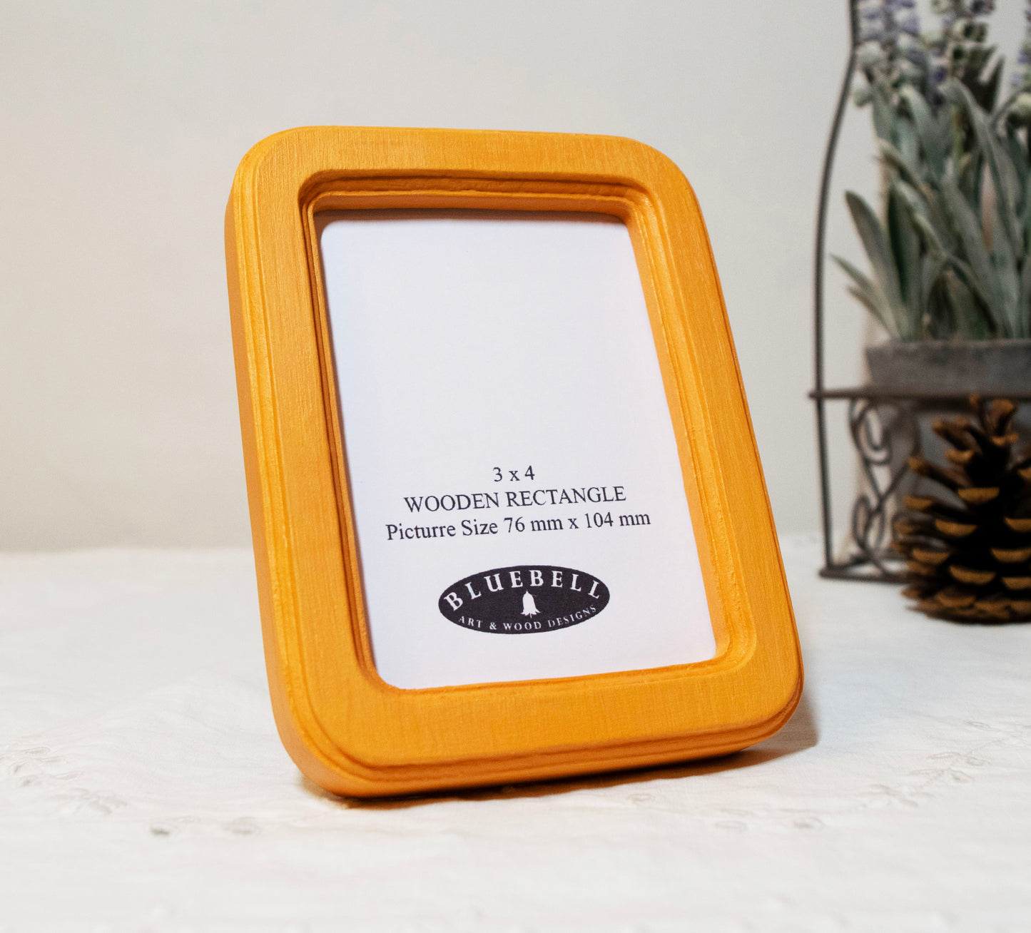 Orange 3" x 4" Rectangle Handmade Wooden Photo Picture Frame