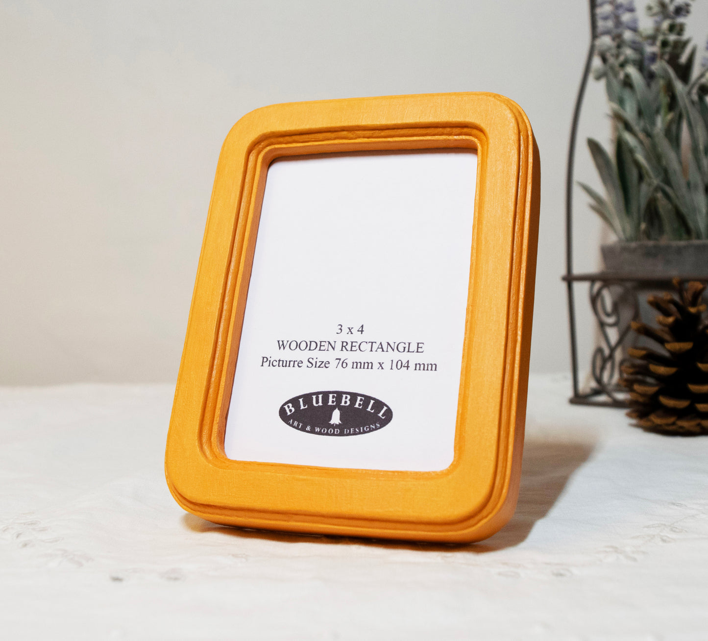 Orange 3" x 4" Rectangle Handmade Wooden Photo Picture Frame