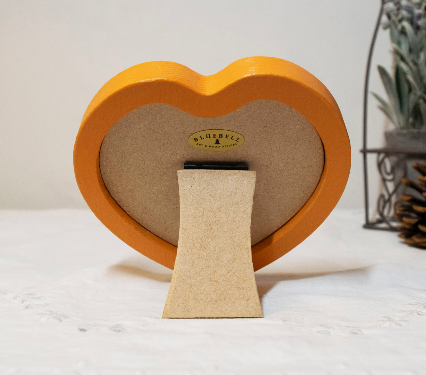 Orange 4" x 4" Heart Handmade Wooden Photo Picture Frame