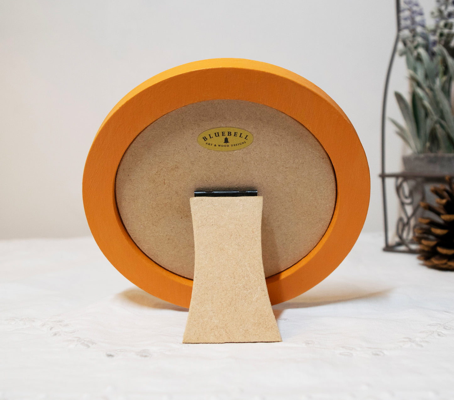 Orange 4" x 4" Round Roman Edged Handmade Wooden Photo Picture Frame