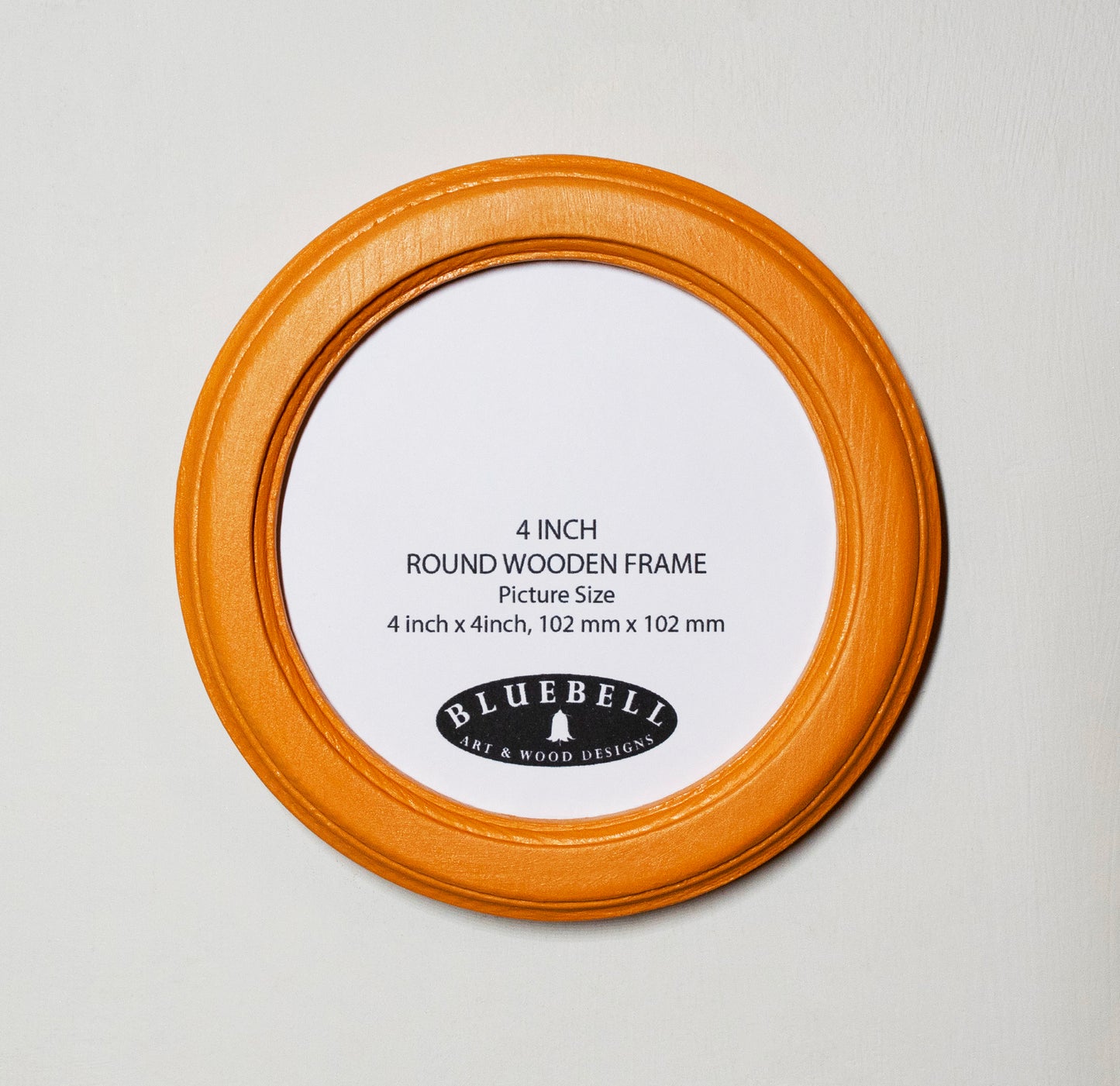 Orange 4" x 4" Round Roman Edged Handmade Wooden Photo Picture Frame