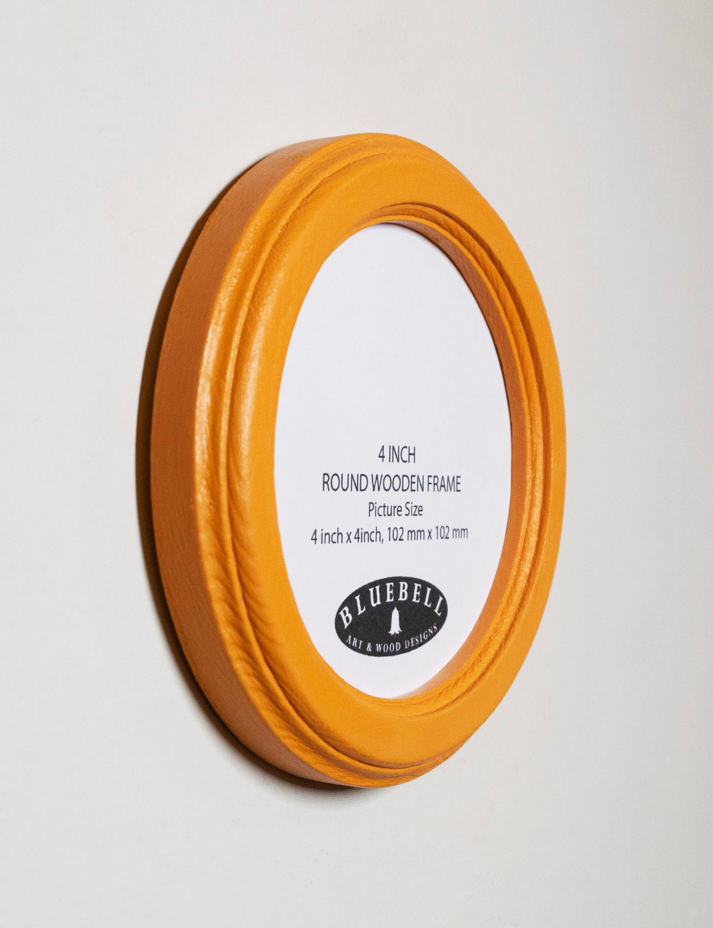 Orange 4" x 4" Round Roman Edged Handmade Wooden Photo Picture Frame