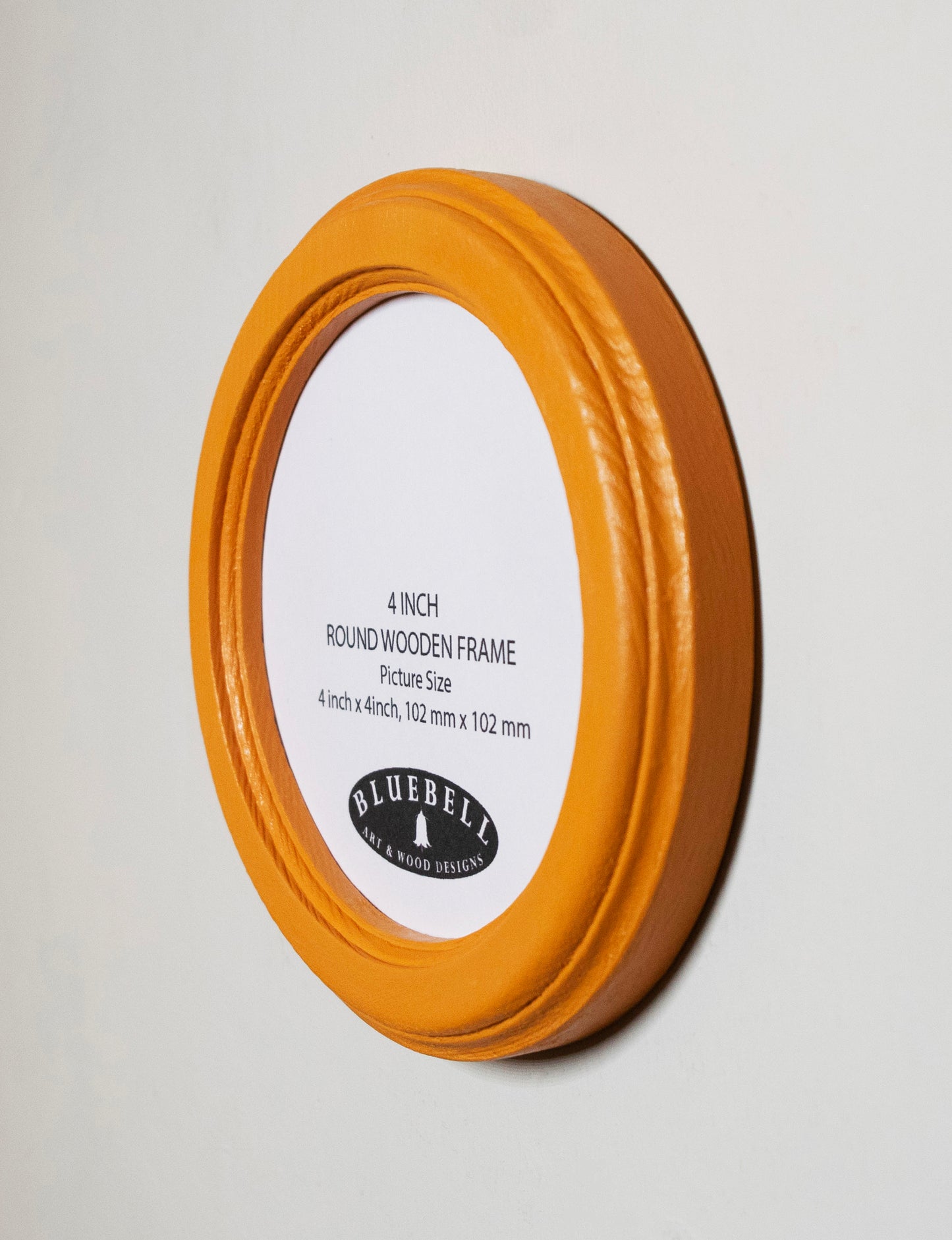 Orange 4" x 4" Round Roman Edged Handmade Wooden Photo Picture Frame