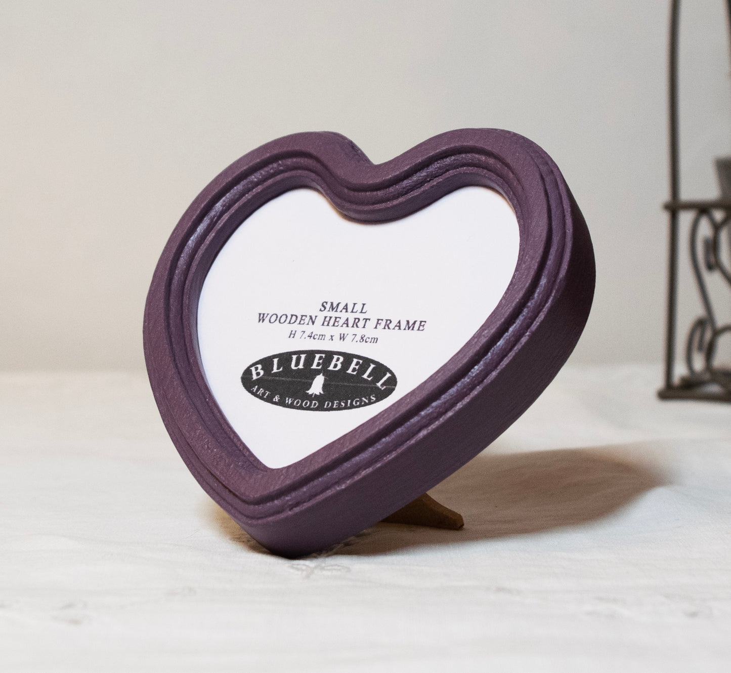Purple 3" x 3" Heart Handmade Wooden Photo Picture Frame