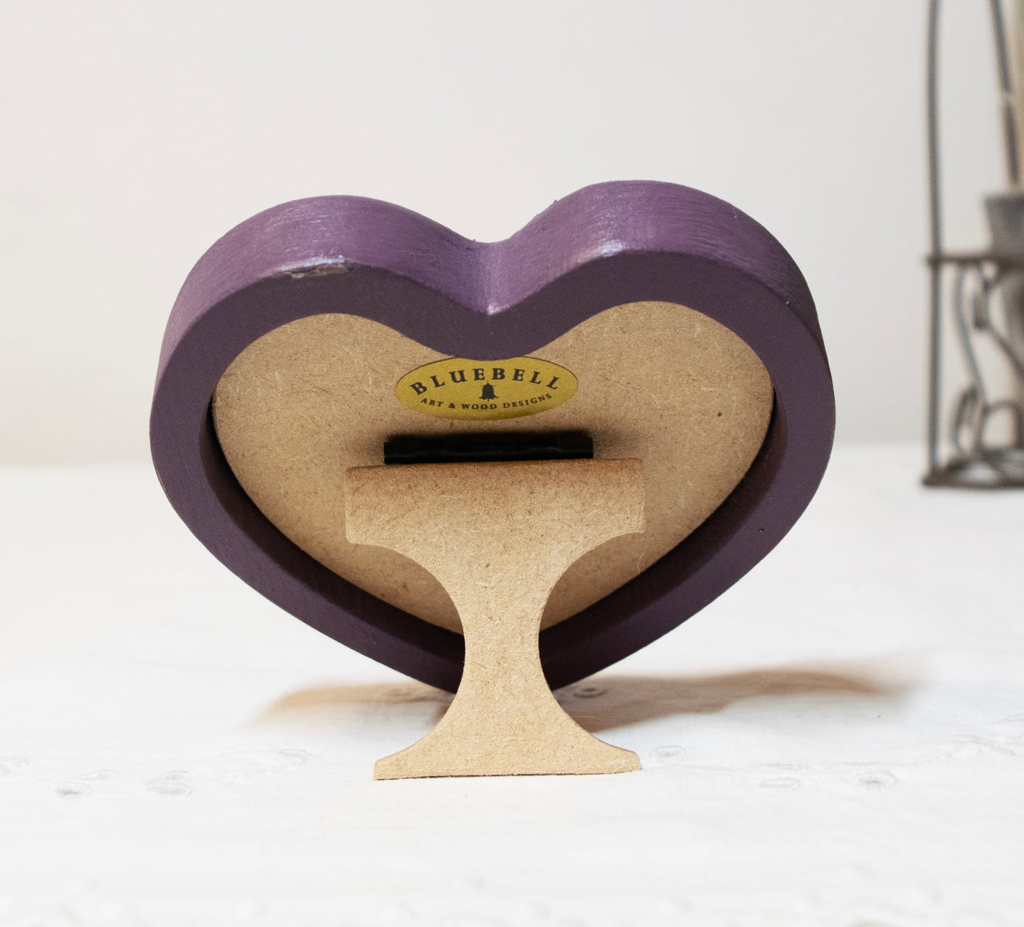 Purple 3" x 3" Heart Handmade Wooden Photo Picture Frame