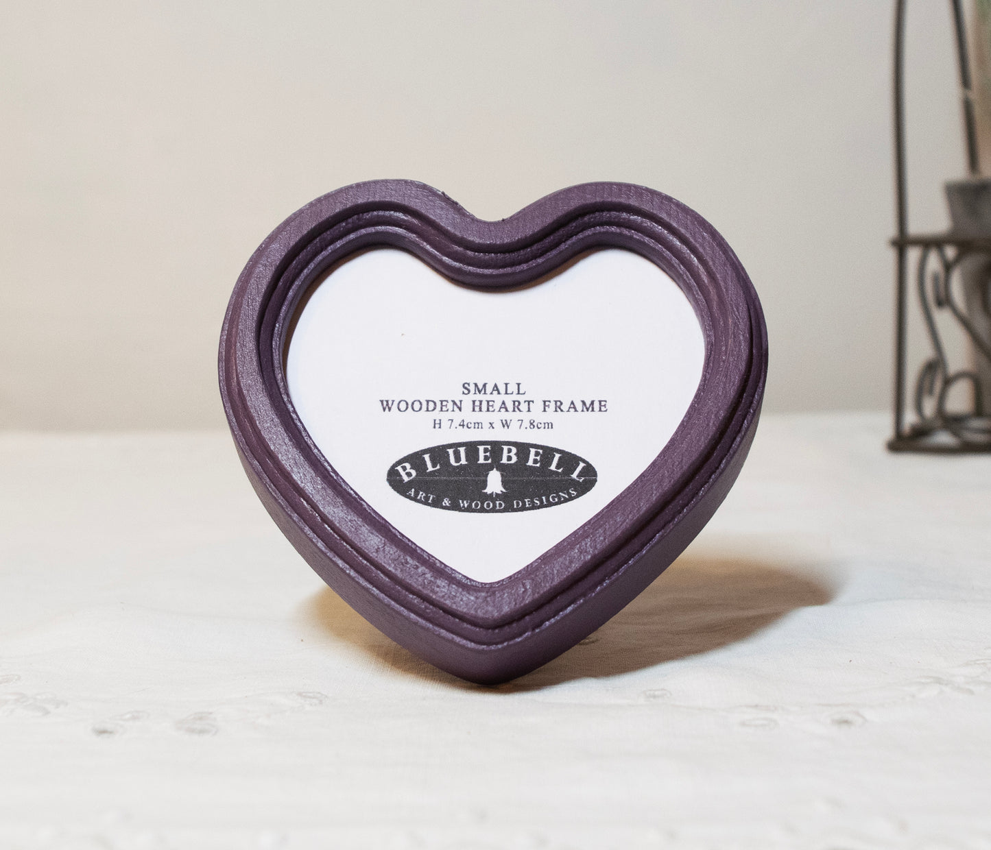 Purple 3" x 3" Heart Handmade Wooden Photo Picture Frame