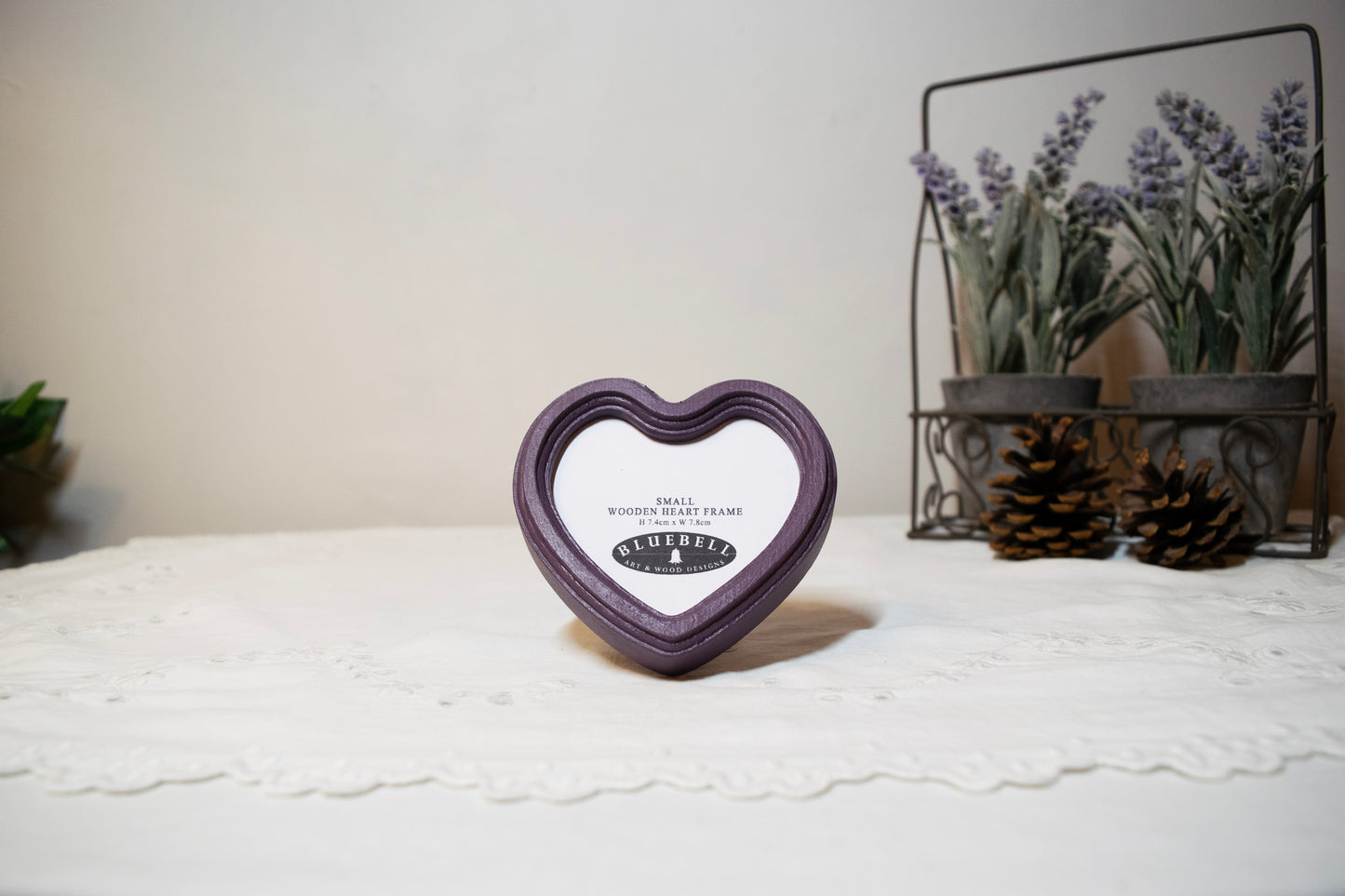Purple 3" x 3" Heart Handmade Wooden Photo Picture Frame