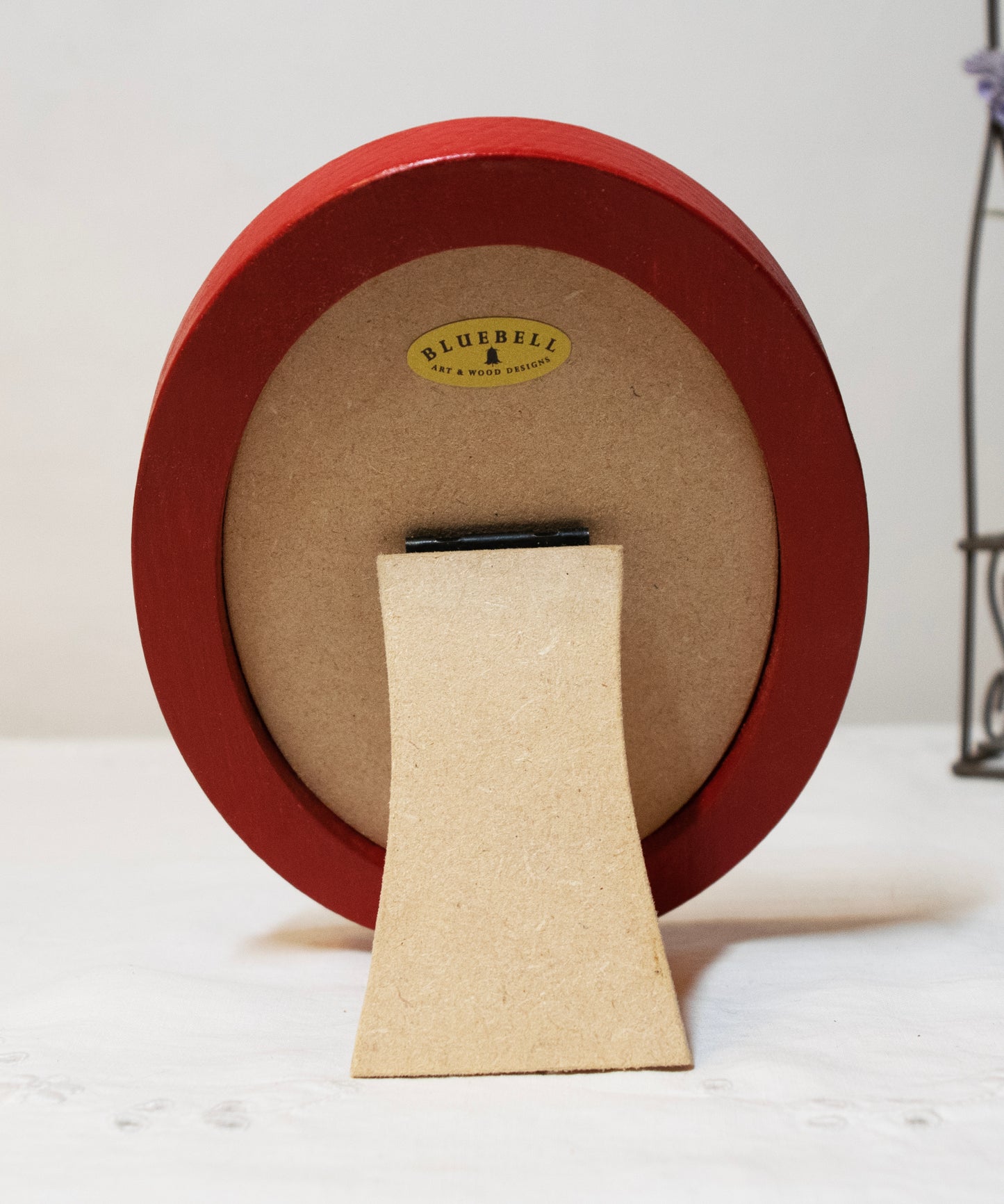 Red 3.5" x 5" Oval Handmade Wooden Photo Picture Frame