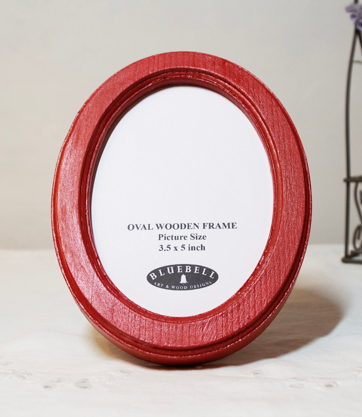 Red 3.5" x 5" Oval Handmade Wooden Photo Picture Frame