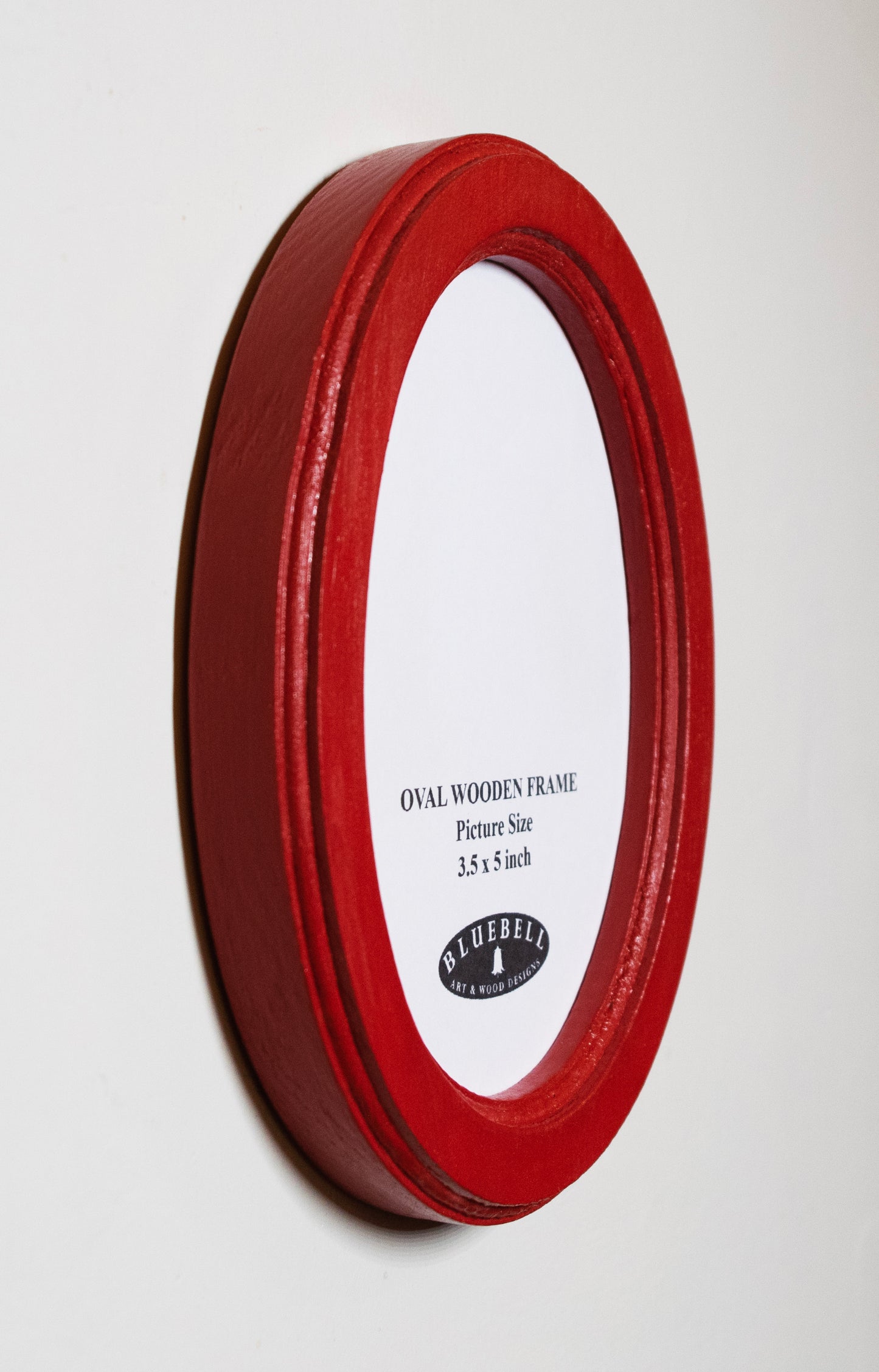 Red 3.5" x 5" Oval Handmade Wooden Photo Picture Frame