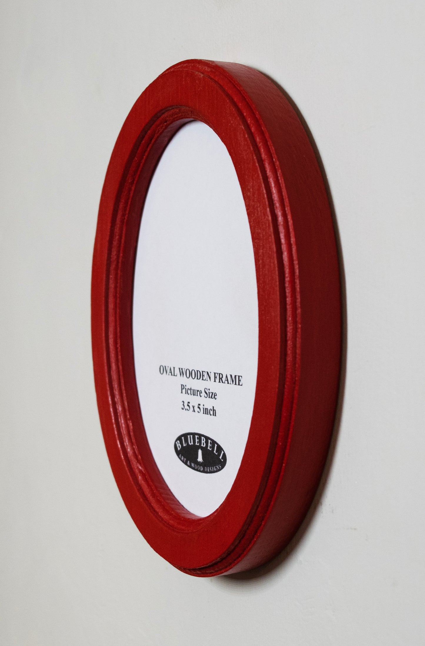 Red 3.5" x 5" Oval Handmade Wooden Photo Picture Frame
