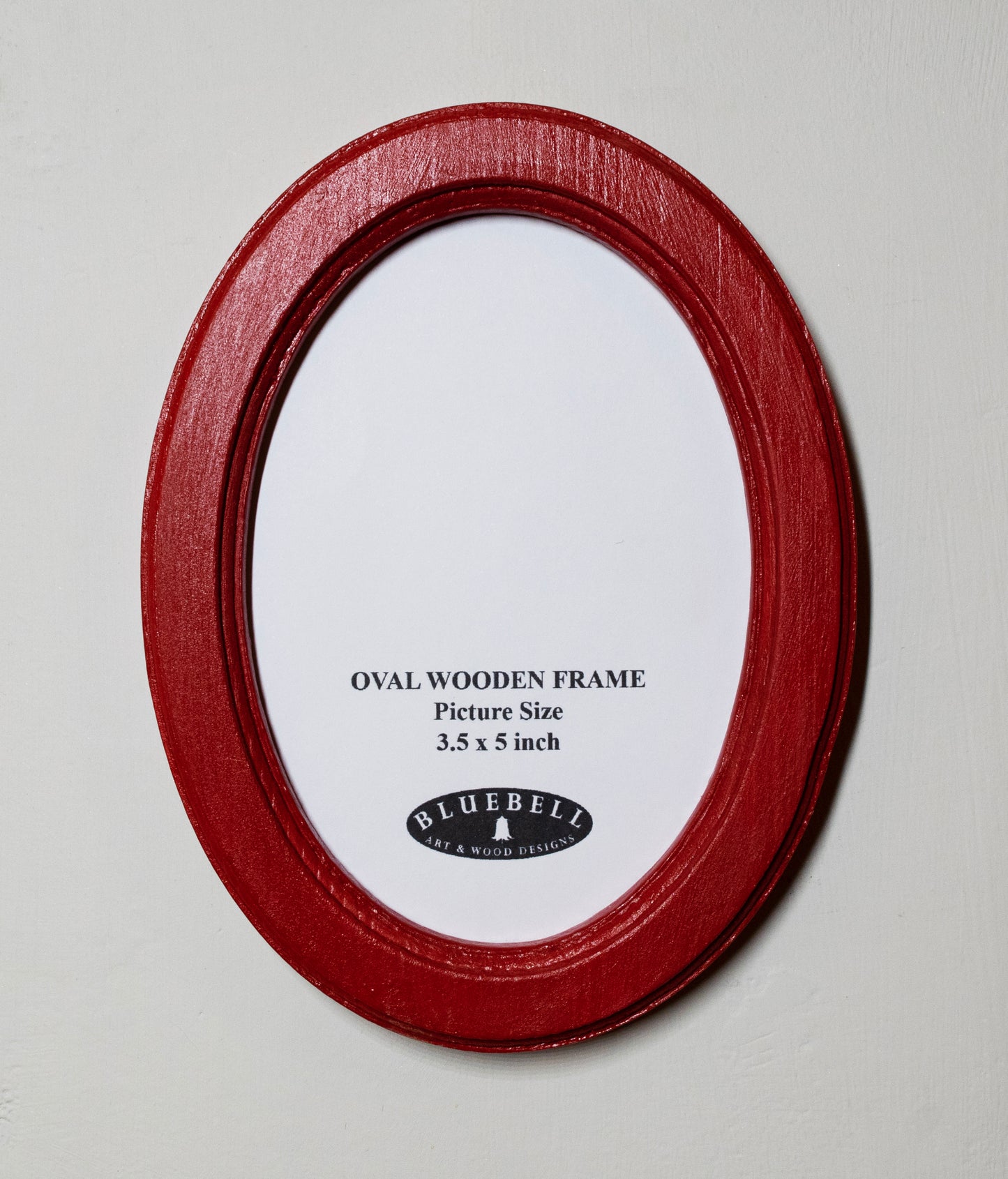 Red 3.5" x 5" Oval Handmade Wooden Photo Picture Frame
