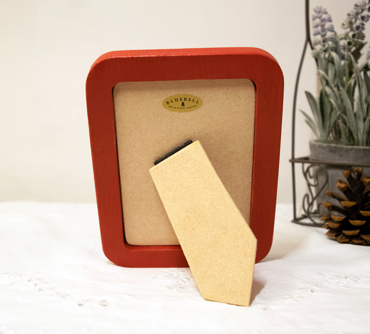 Red 3.5" x 5" Rectangle Roman Edged Handmade Wooden Photo Picture Frame
