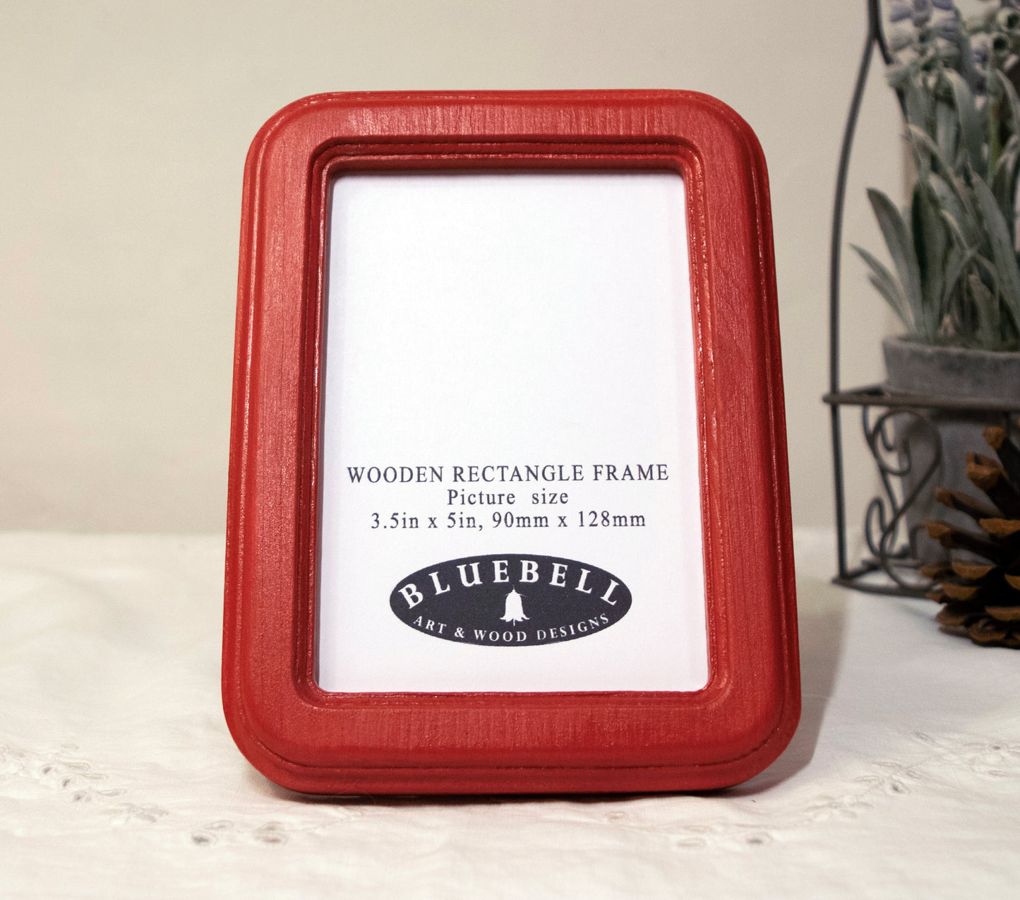 Red 3.5" x 5" Rectangle Roman Edged Handmade Wooden Photo Picture Frame