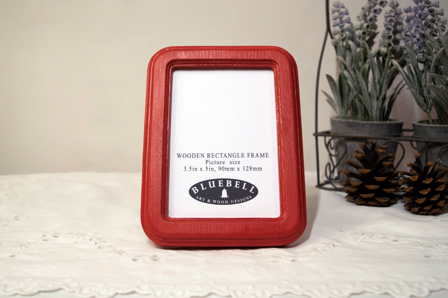 Red 3.5" x 5" Rectangle Roman Edged Handmade Wooden Photo Picture Frame
