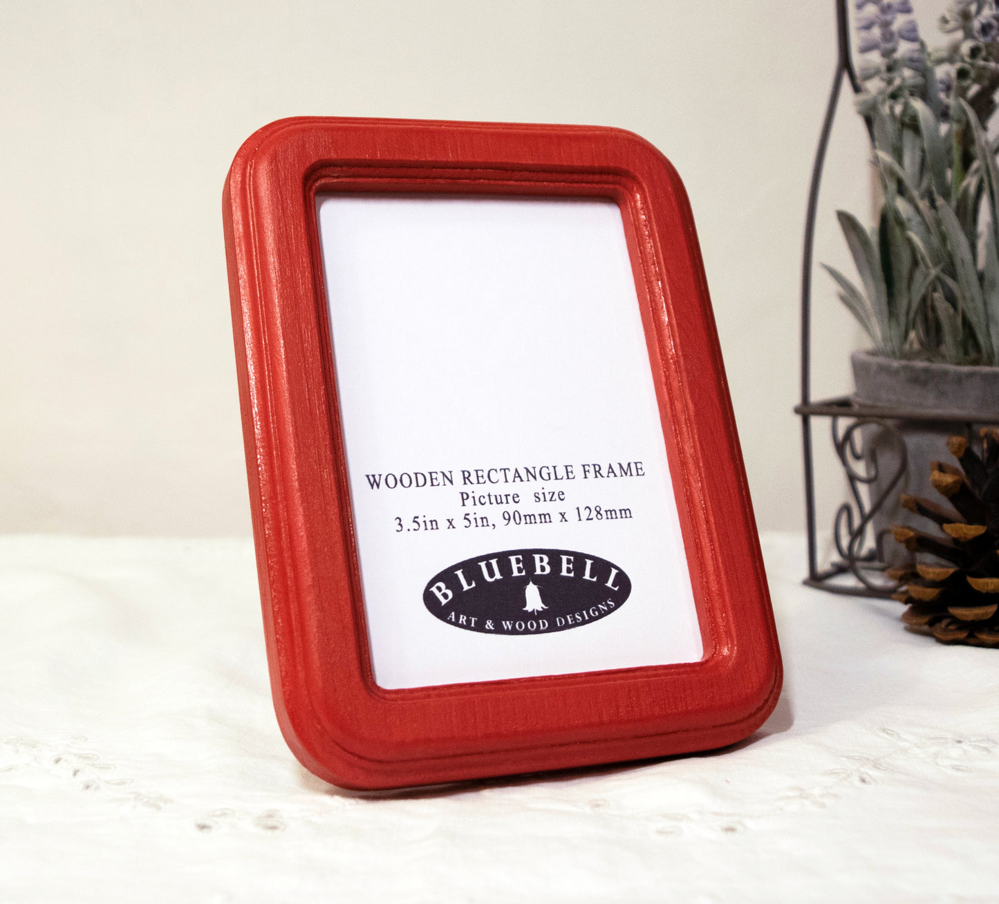 Red 3.5" x 5" Rectangle Roman Edged Handmade Wooden Photo Picture Frame