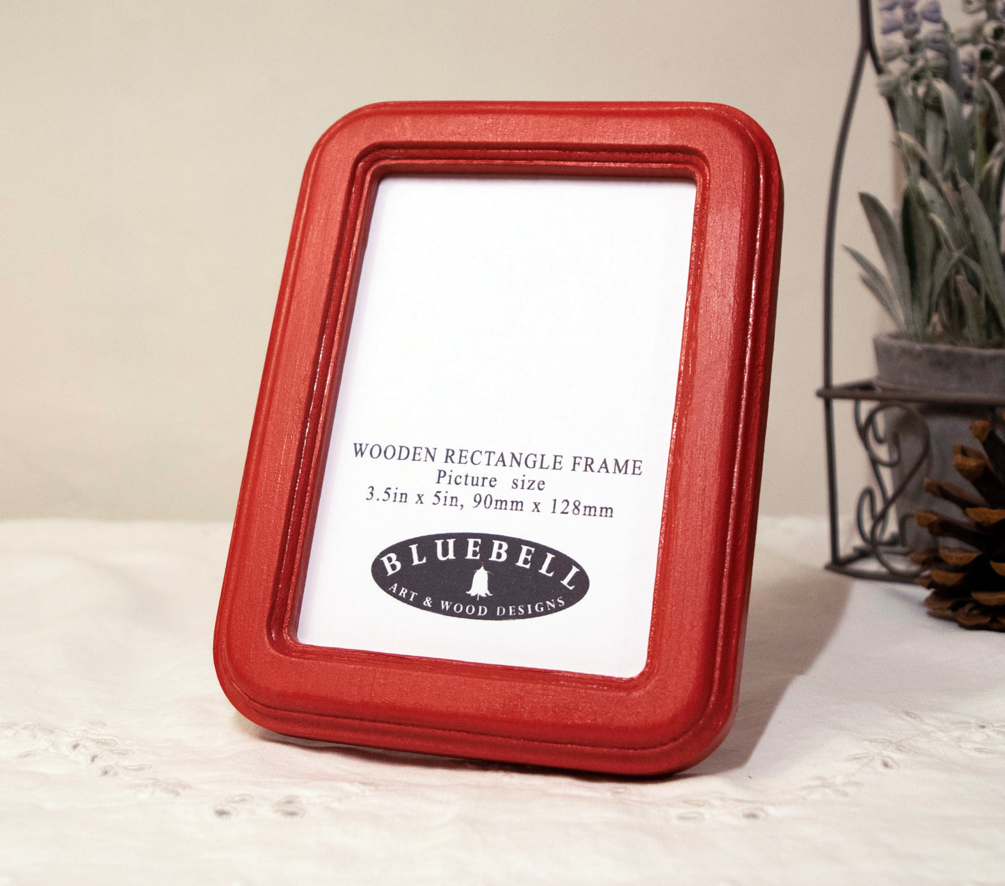 Red 3.5" x 5" Rectangle Roman Edged Handmade Wooden Photo Picture Frame