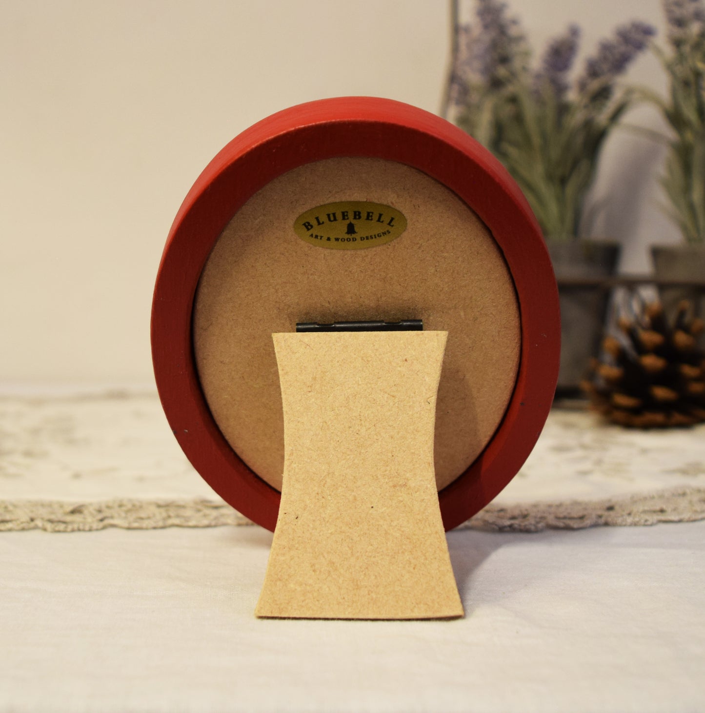 Red 3" x 4" Oval Handmade Wooden Photo Picture Frame